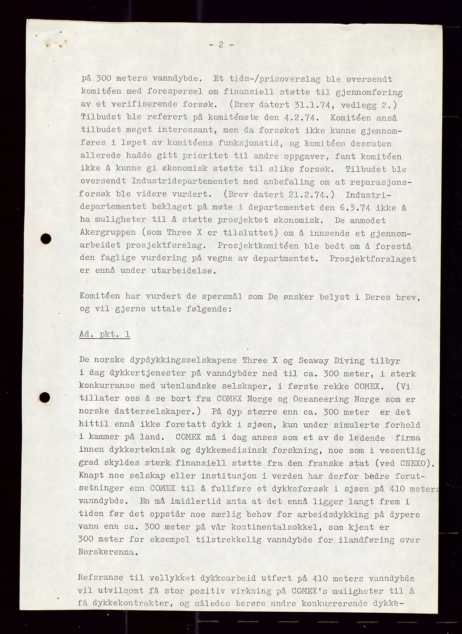 Industridepartementet, Oljekontoret, AV/SAST-A-101348/Di/L0001: DWP, møter juni - november, komiteemøter nr. 19 - 26, 1973-1974, p. 687