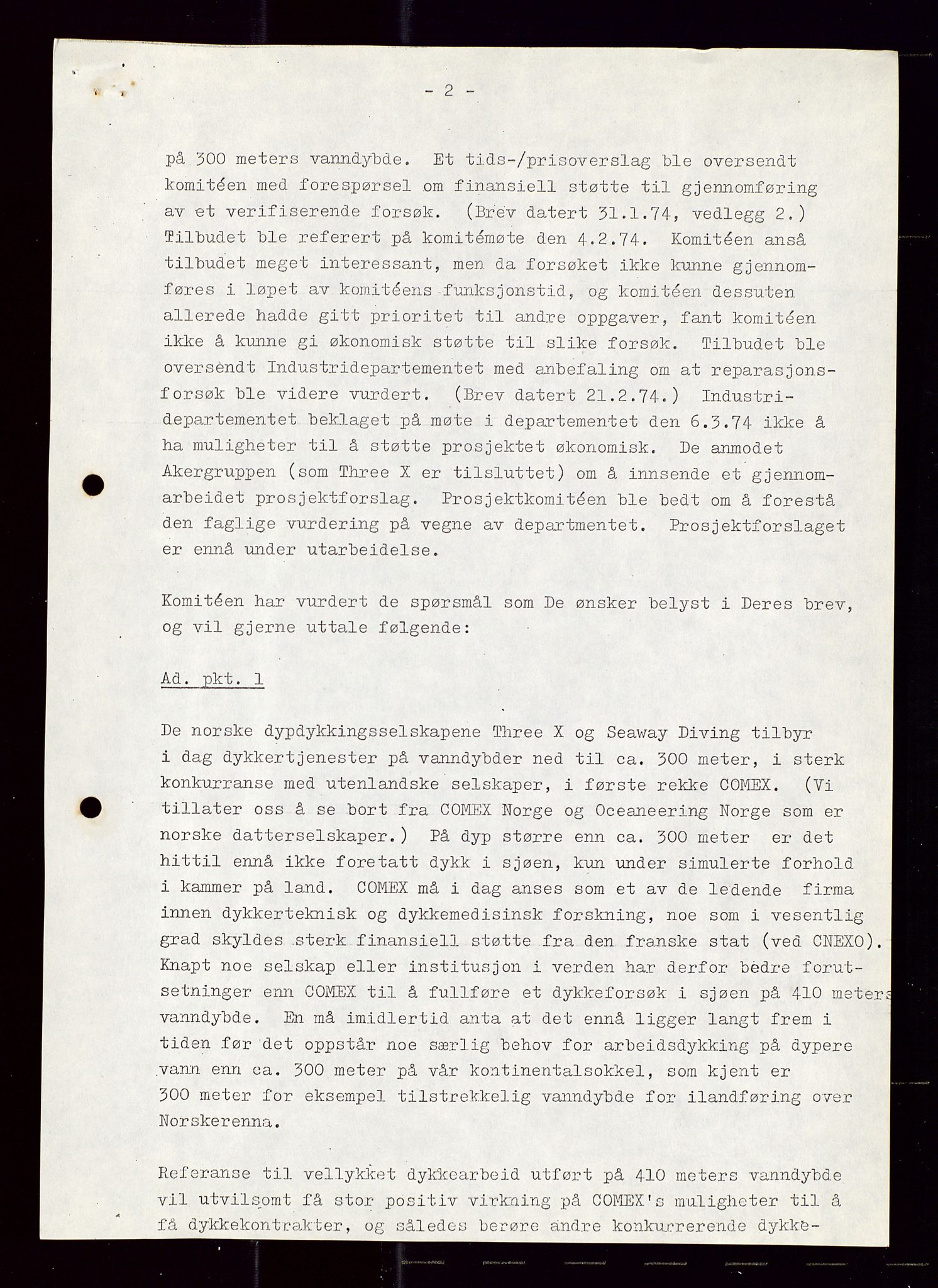 Industridepartementet, Oljekontoret, AV/SAST-A-101348/Di/L0001: DWP, møter juni - november, komiteemøter nr. 19 - 26, 1973-1974, p. 687