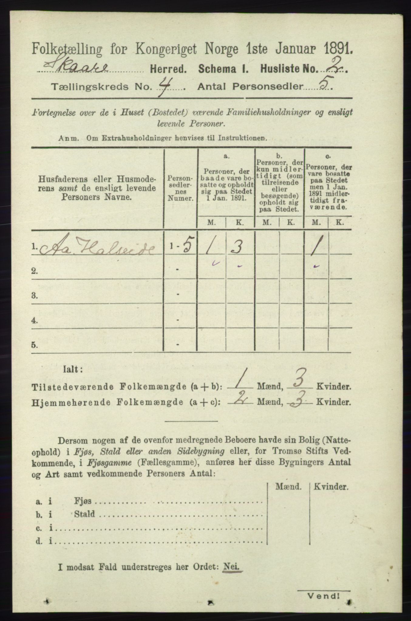 RA, 1891 census for 1153 Skåre, 1891, p. 1687