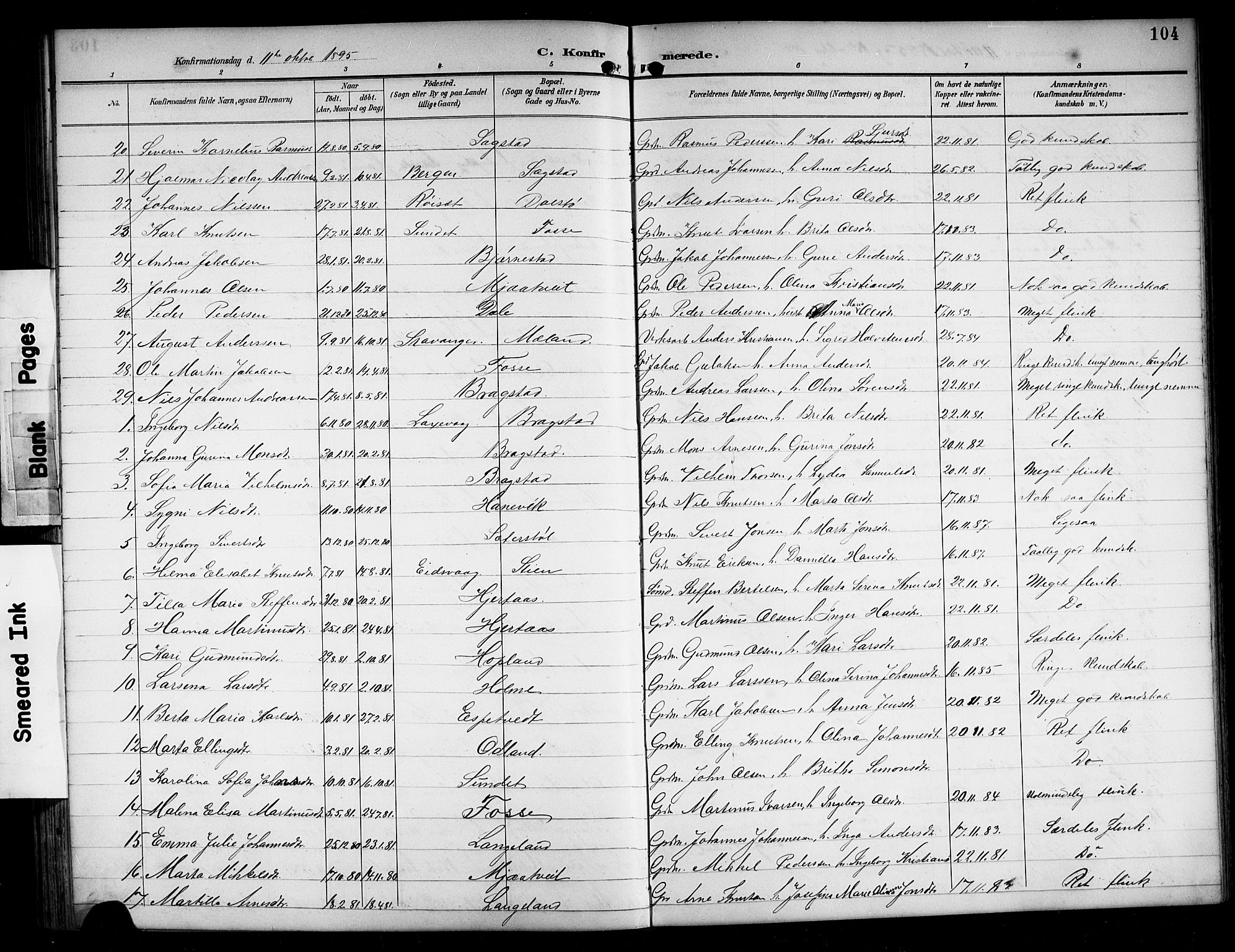 Alversund Sokneprestembete, SAB/A-73901/H/Ha/Hab: Parish register (copy) no. C 4, 1894-1924, p. 104