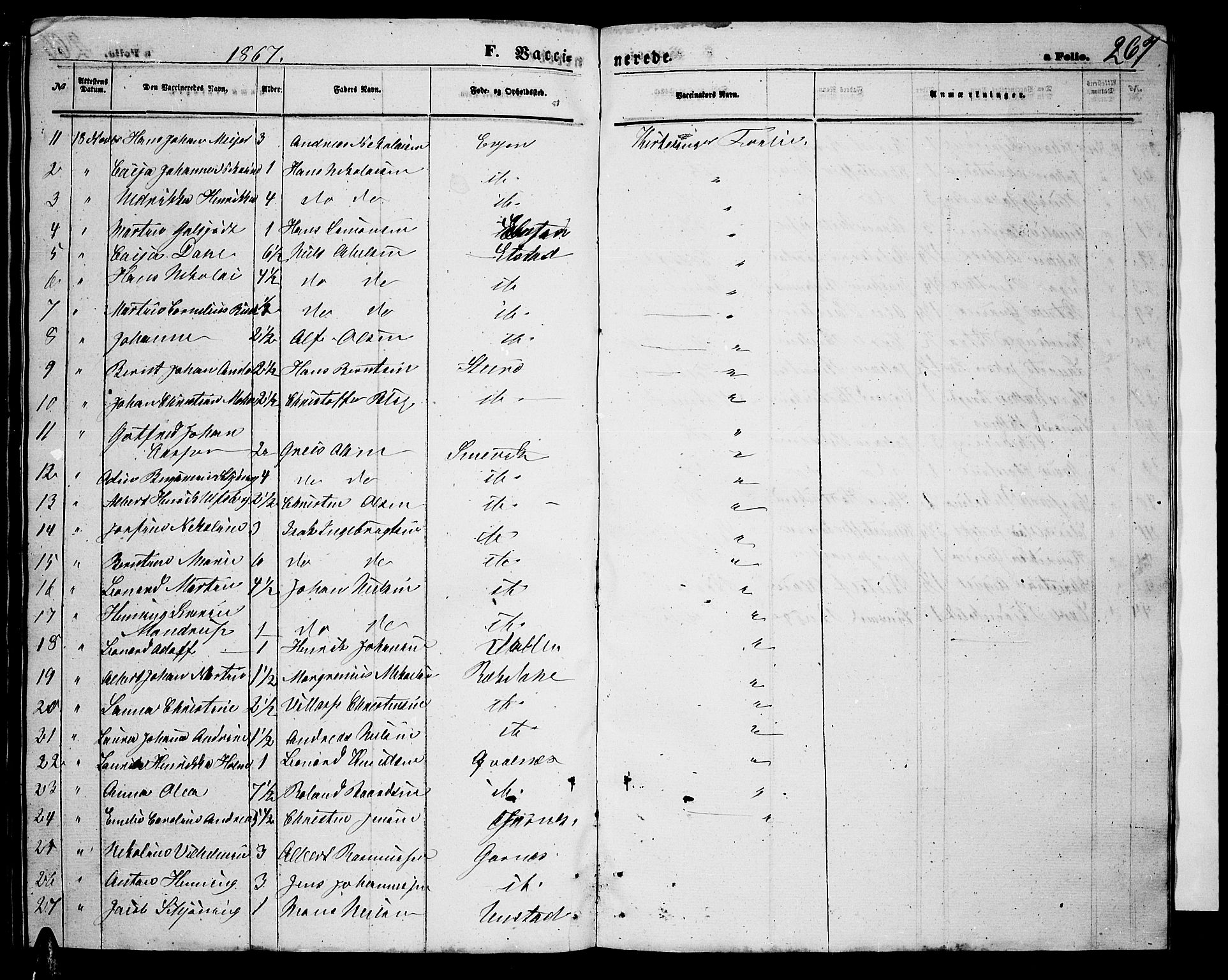 Ministerialprotokoller, klokkerbøker og fødselsregistre - Nordland, AV/SAT-A-1459/880/L1140: Parish register (copy) no. 880C02, 1861-1875, p. 267