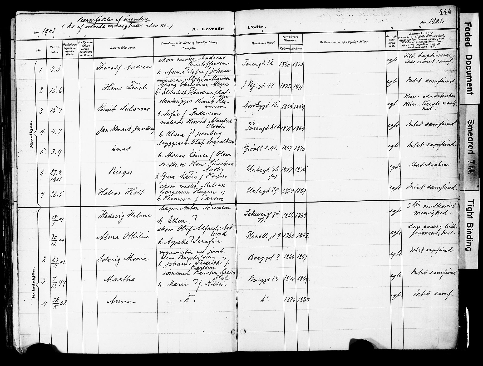 Grønland prestekontor Kirkebøker, AV/SAO-A-10848/F/Fa/L0014: Parish register (official) no. 14, 1900-1911, p. 444