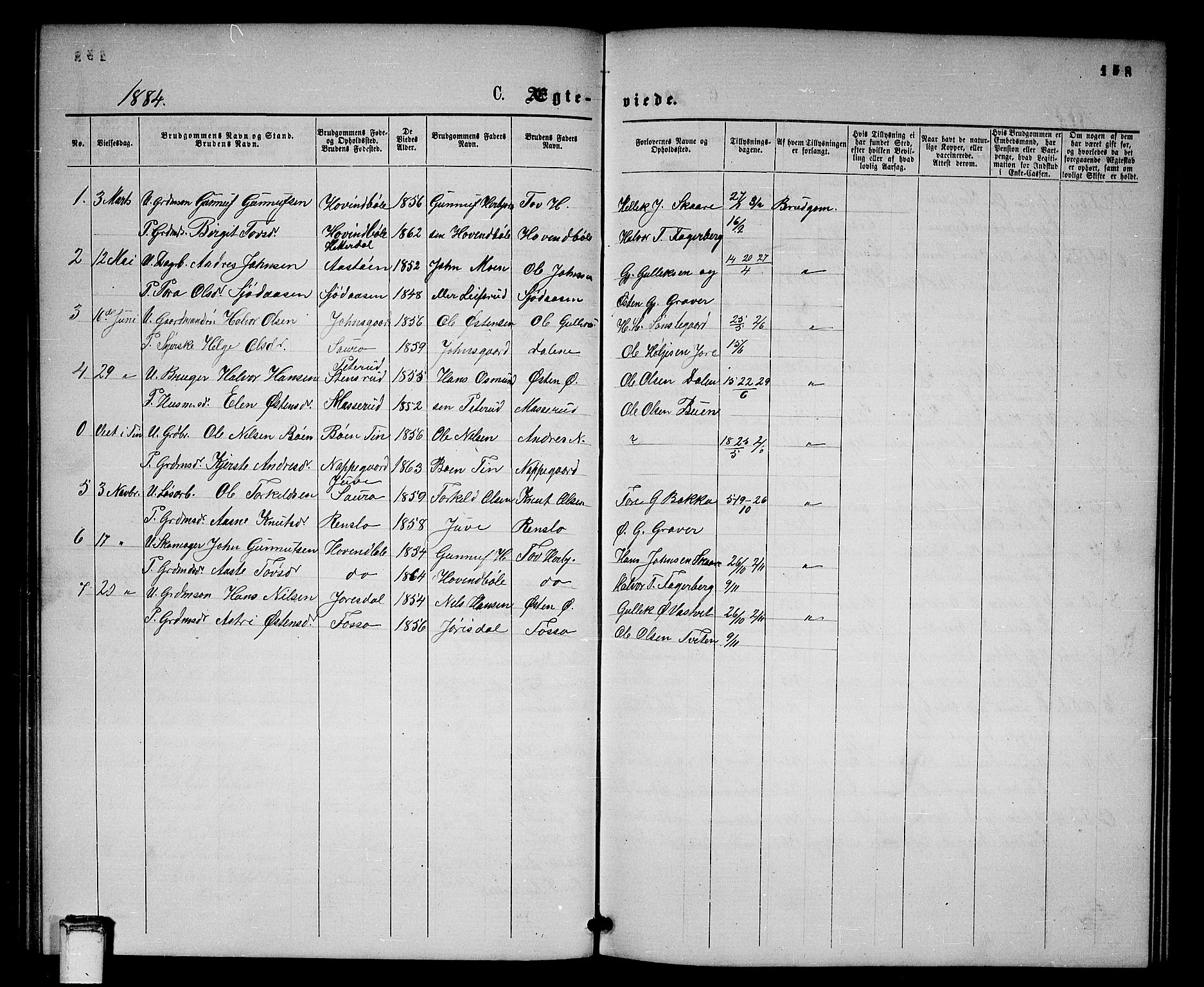 Gransherad kirkebøker, SAKO/A-267/G/Gb/L0002: Parish register (copy) no. II 2, 1860-1886, p. 158
