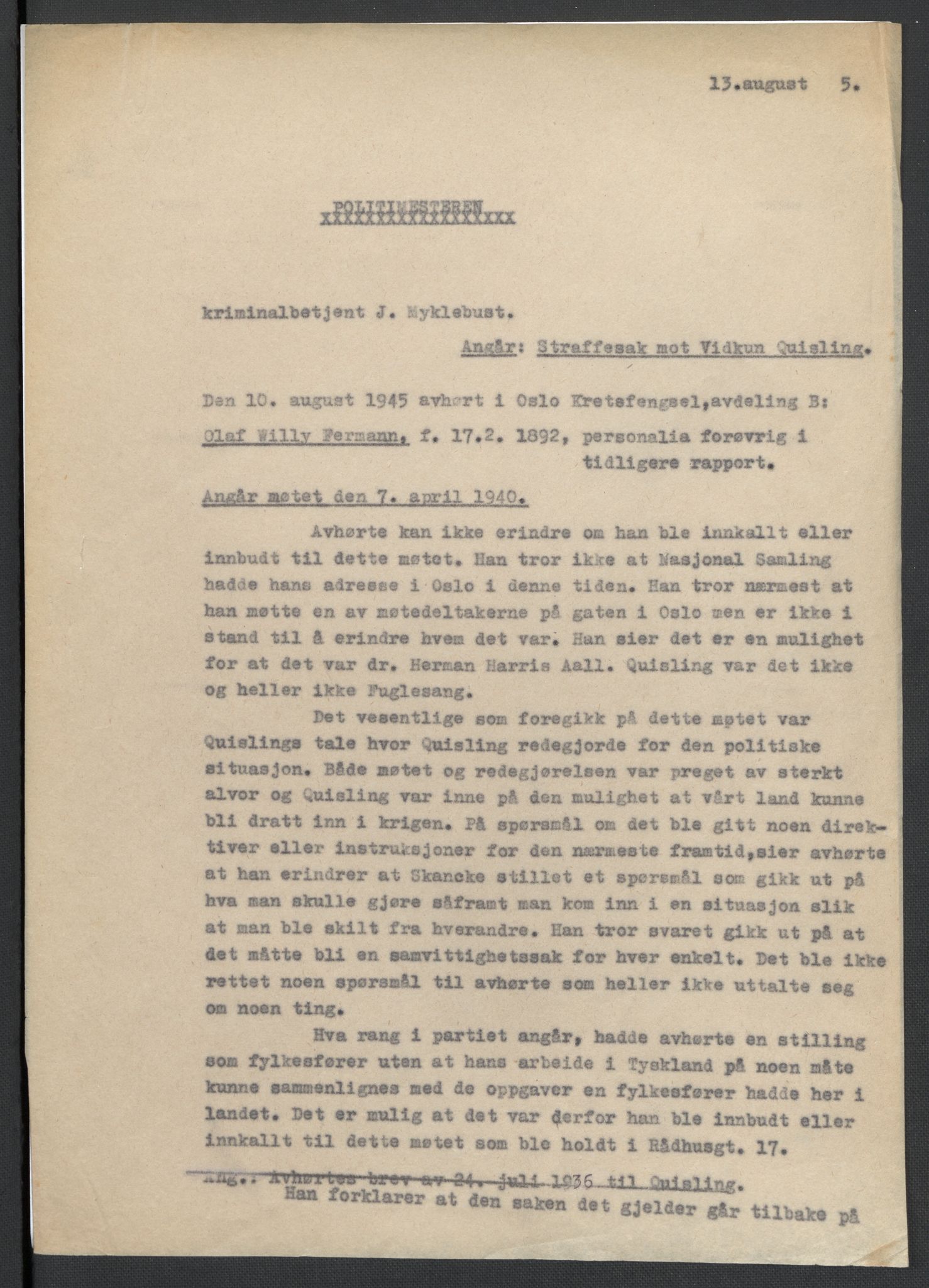 Landssvikarkivet, Oslo politikammer, RA/S-3138-01/D/Da/L0003: Dnr. 29, 1945, p. 1419