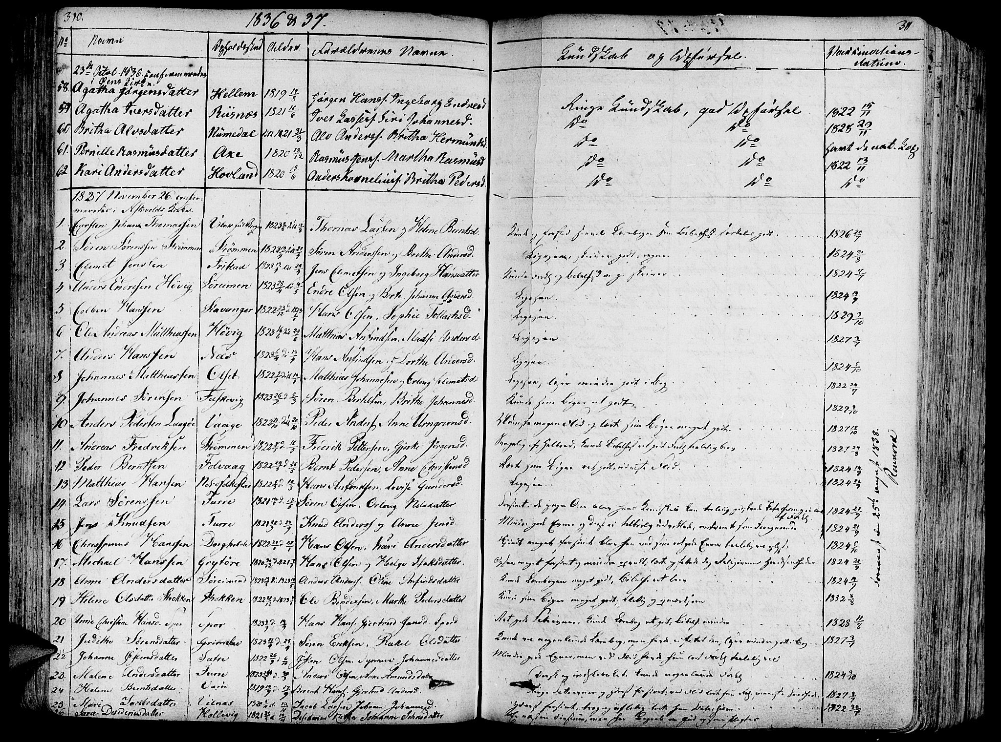 Askvoll sokneprestembete, SAB/A-79501/H/Haa/Haaa/L0010: Parish register (official) no. A 10, 1821-1844, p. 310-311