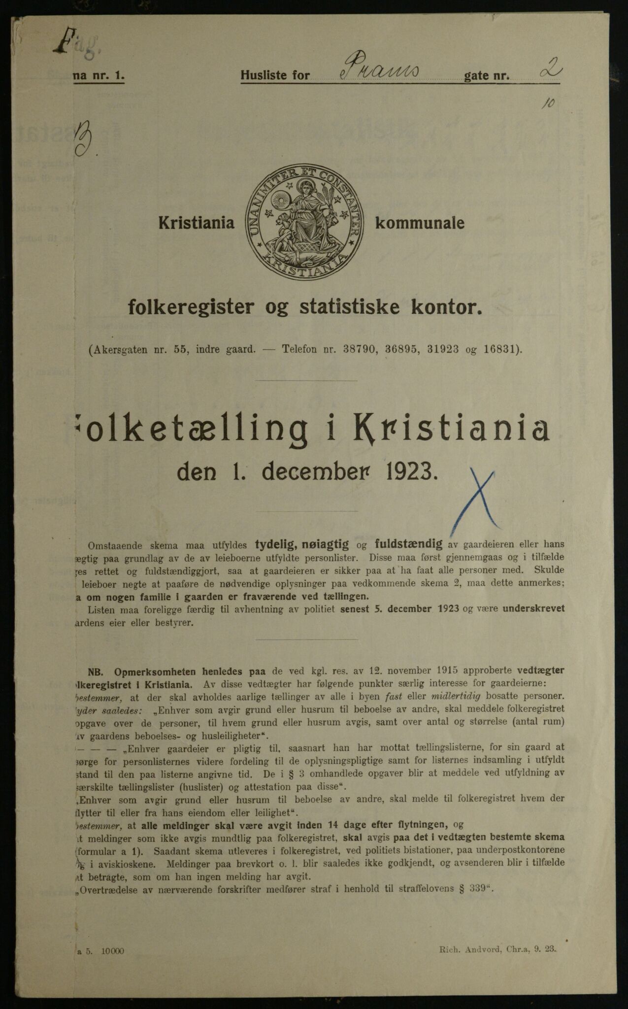 OBA, Municipal Census 1923 for Kristiania, 1923, p. 89568