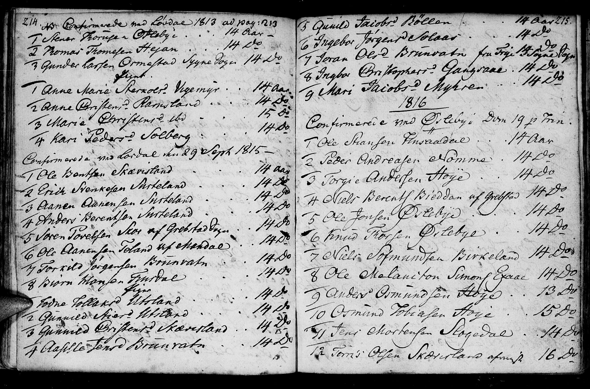 Holum sokneprestkontor, SAK/1111-0022/F/Fa/Fac/L0001: Parish register (official) no. A 1, 1773-1820, p. 214-215