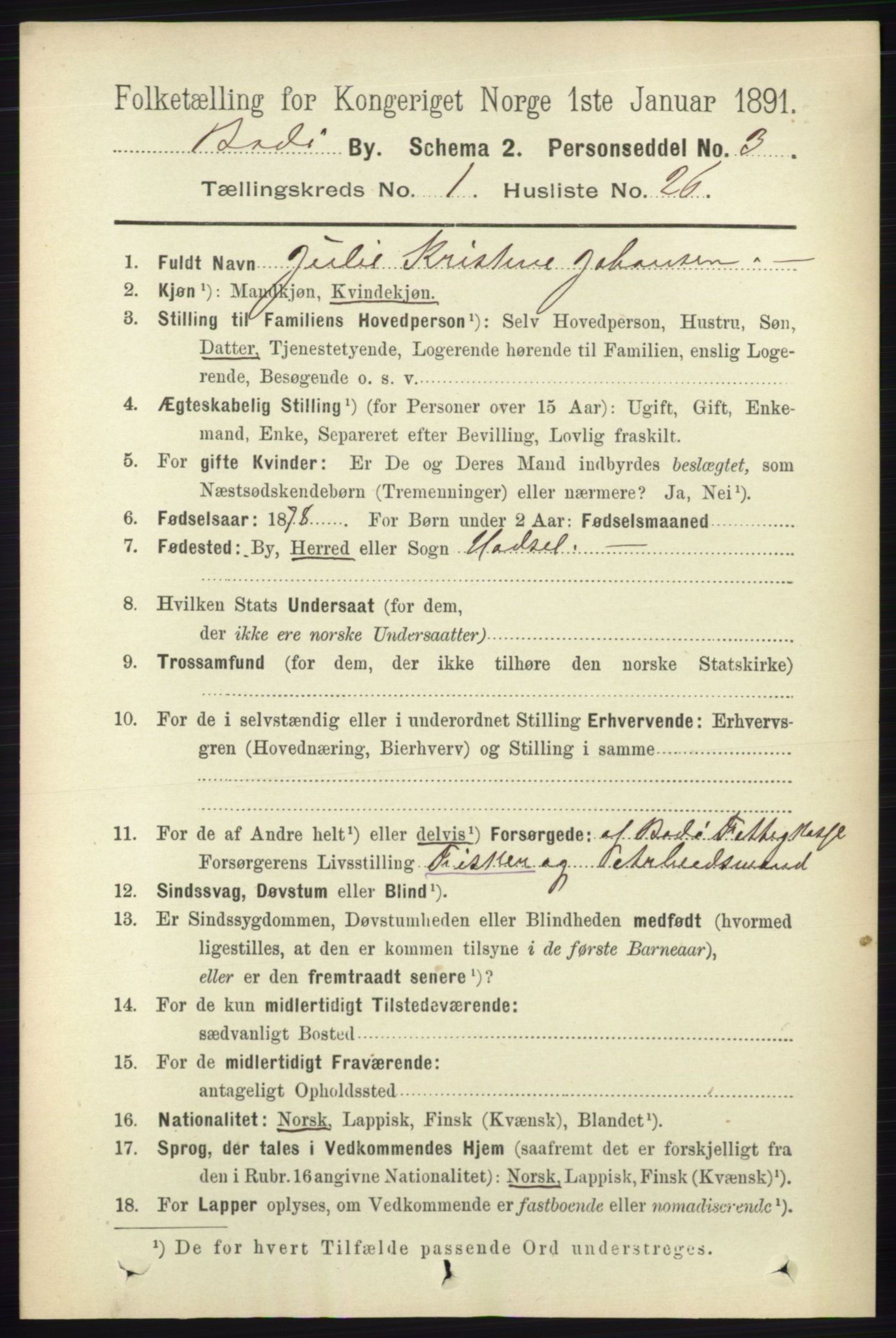 RA, 1891 census for 1804 Bodø, 1891, p. 492