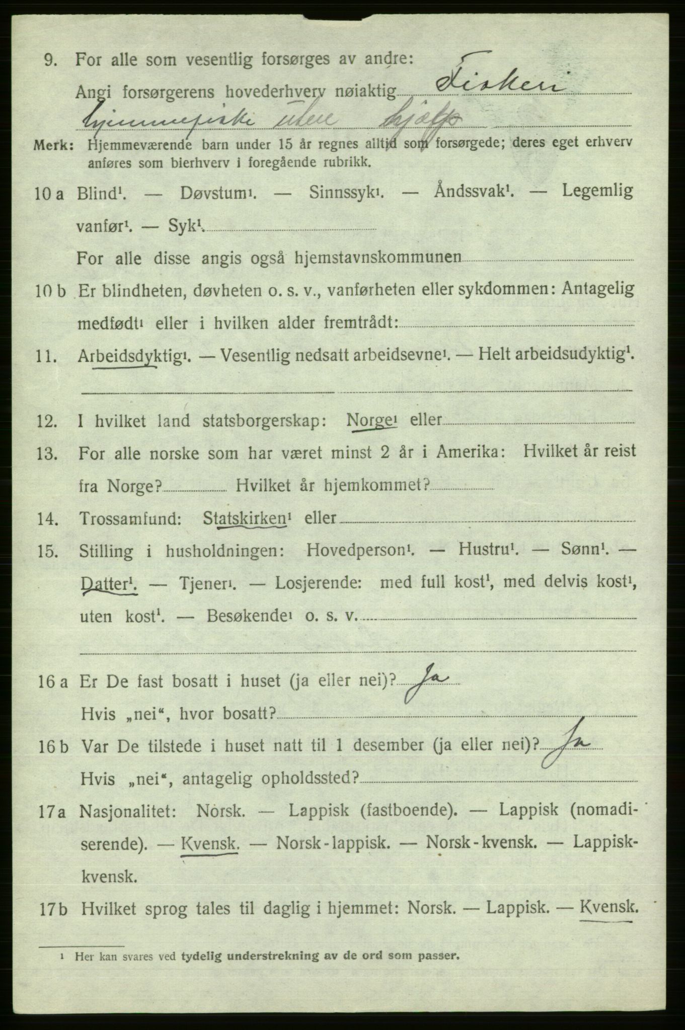 SATØ, 1920 census for Alta, 1920, p. 3894