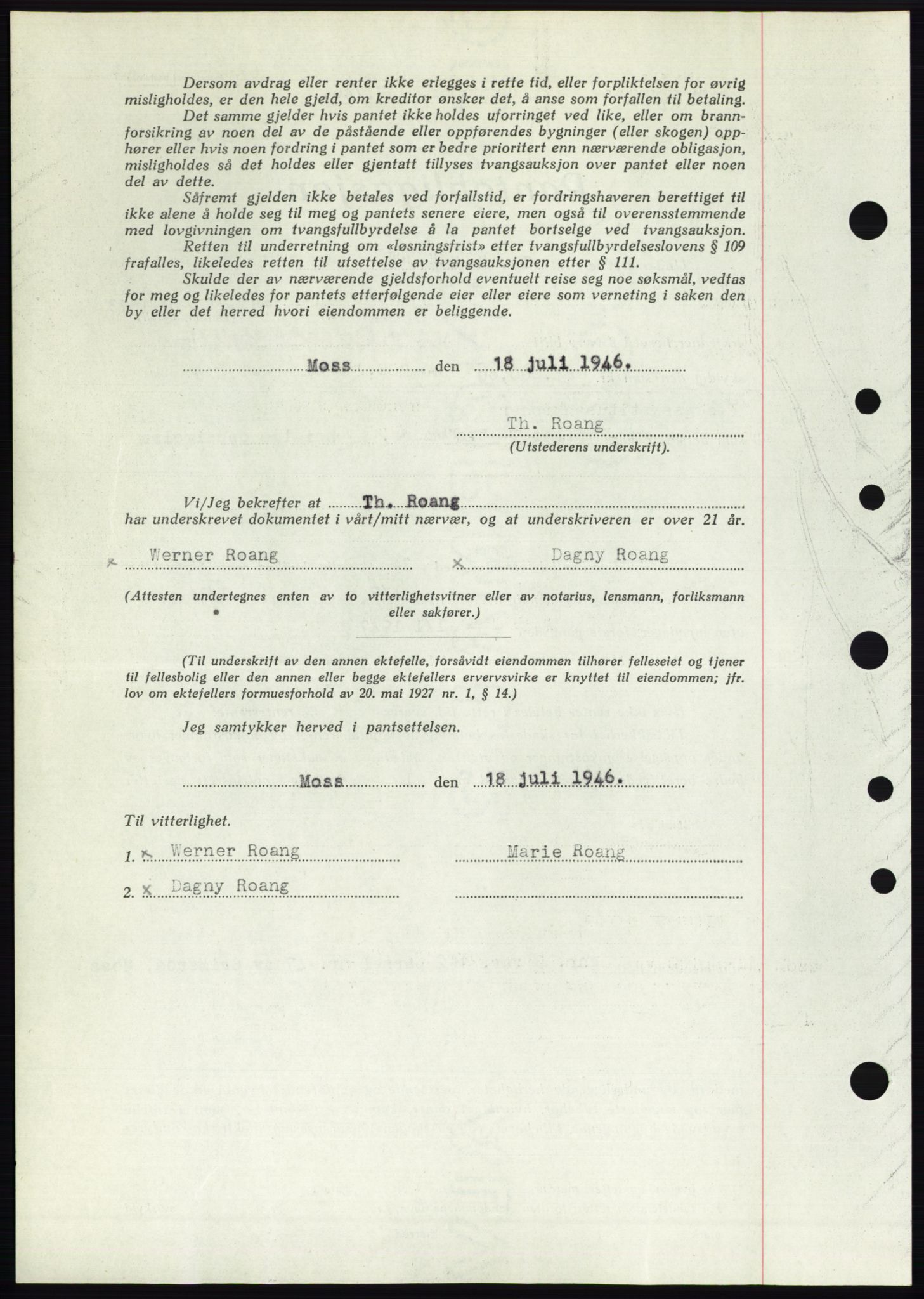 Moss sorenskriveri, SAO/A-10168: Mortgage book no. B15, 1946-1946, Diary no: : 1777/1946