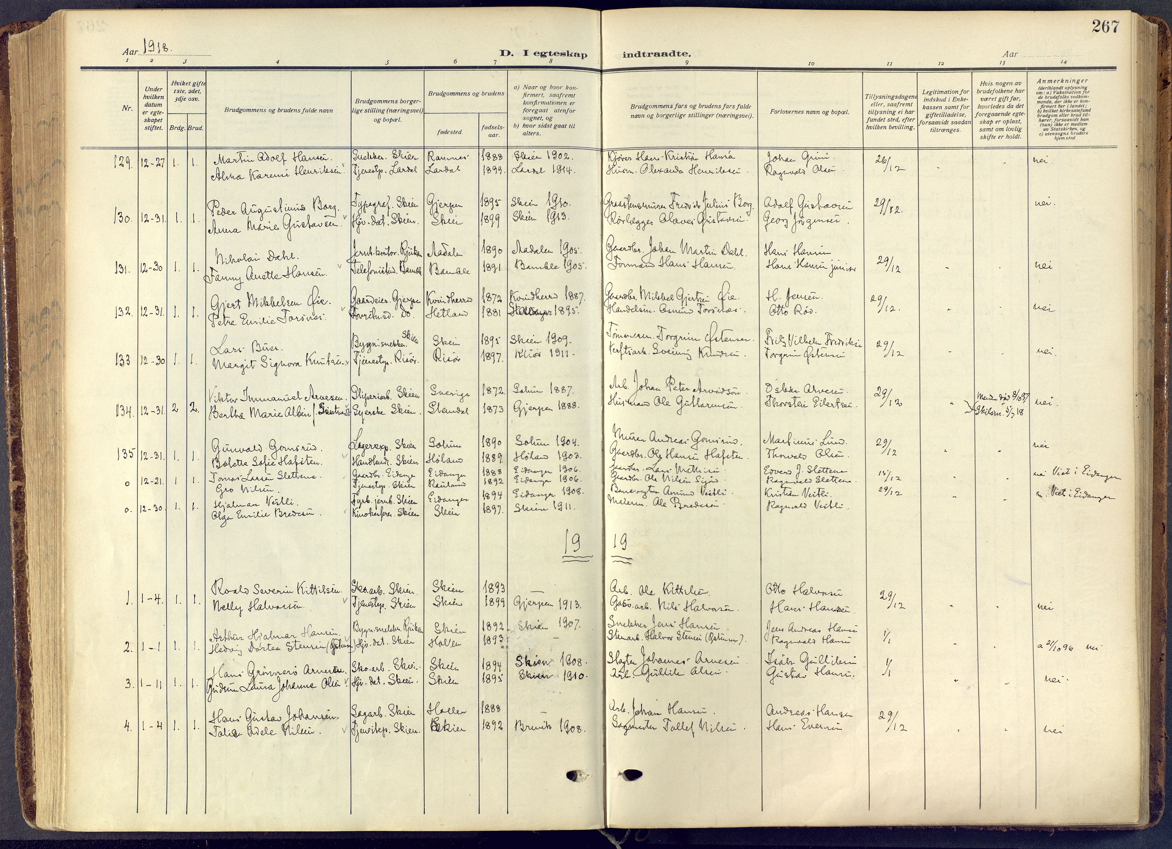 Skien kirkebøker, SAKO/A-302/F/Fa/L0013: Parish register (official) no. 13, 1915-1921, p. 267