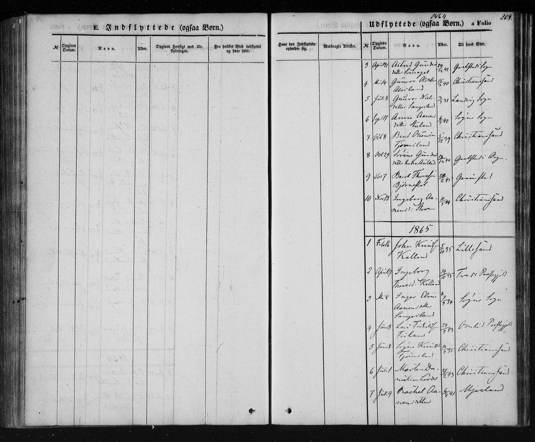 Holum sokneprestkontor, AV/SAK-1111-0022/F/Fa/Fab/L0005: Parish register (official) no. A 5, 1847-1874, p. 208