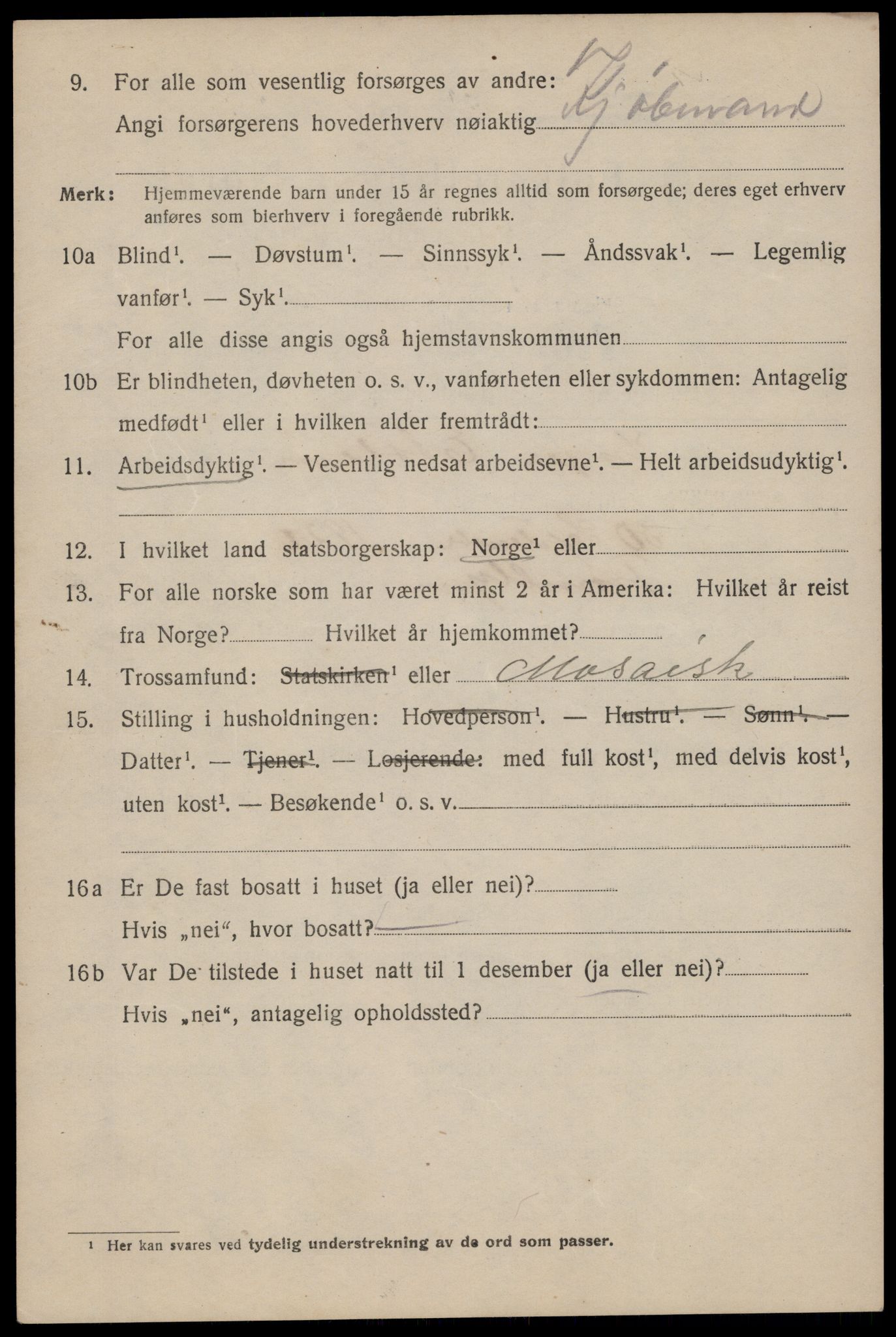 SAT, 1920 census for Trondheim, 1920, p. 136459