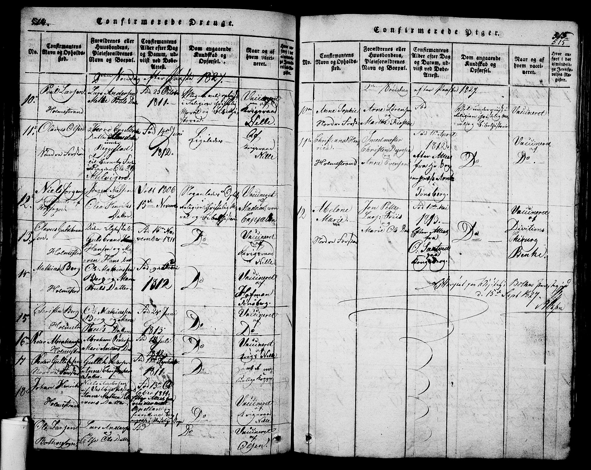 Holmestrand kirkebøker, SAKO/A-346/G/Ga/L0001: Parish register (copy) no. 1, 1814-1848, p. 514-515