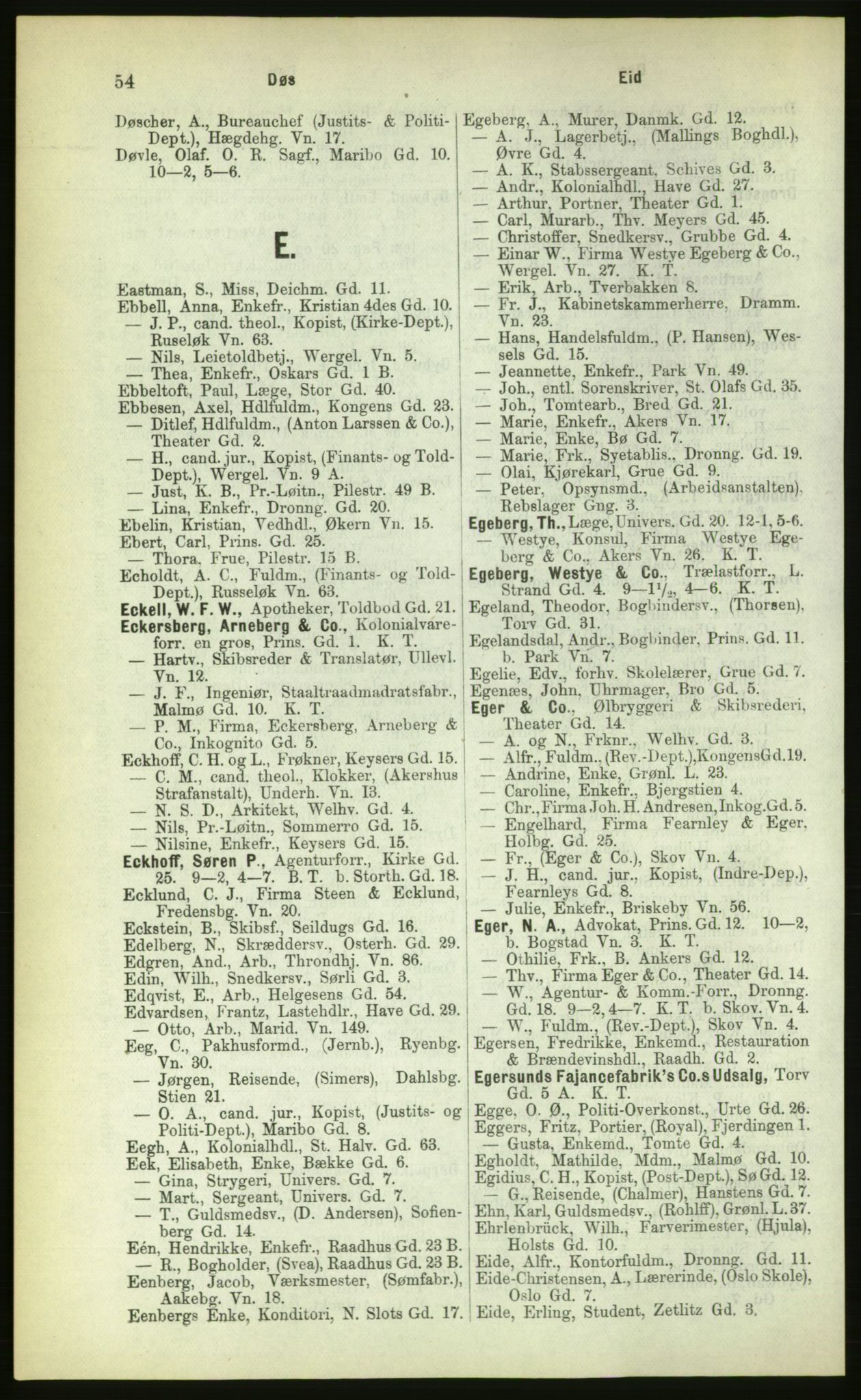 Kristiania/Oslo adressebok, PUBL/-, 1883, p. 54