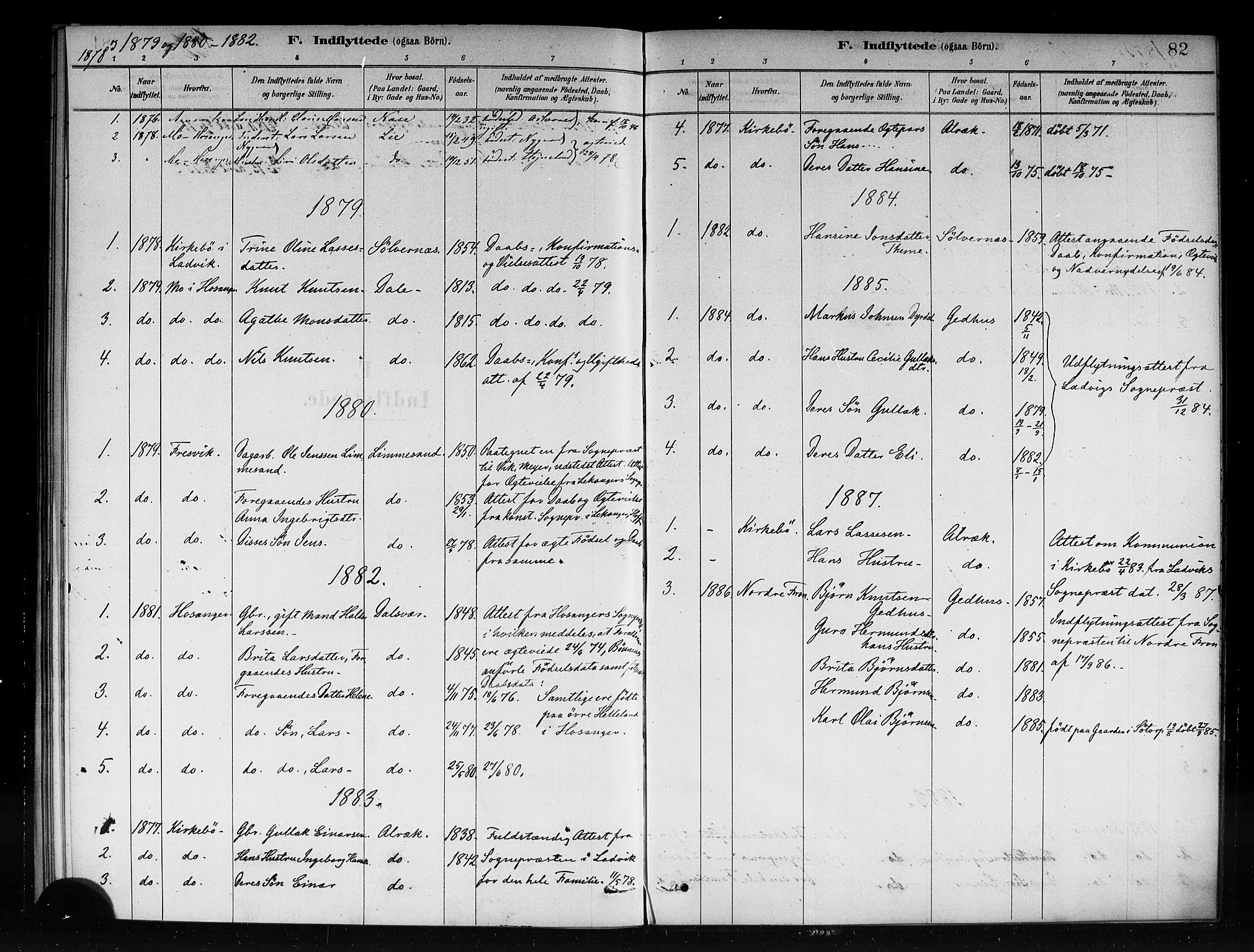 Vik sokneprestembete, SAB/A-81501: Parish register (official) no. C 1, 1878-1890, p. 82