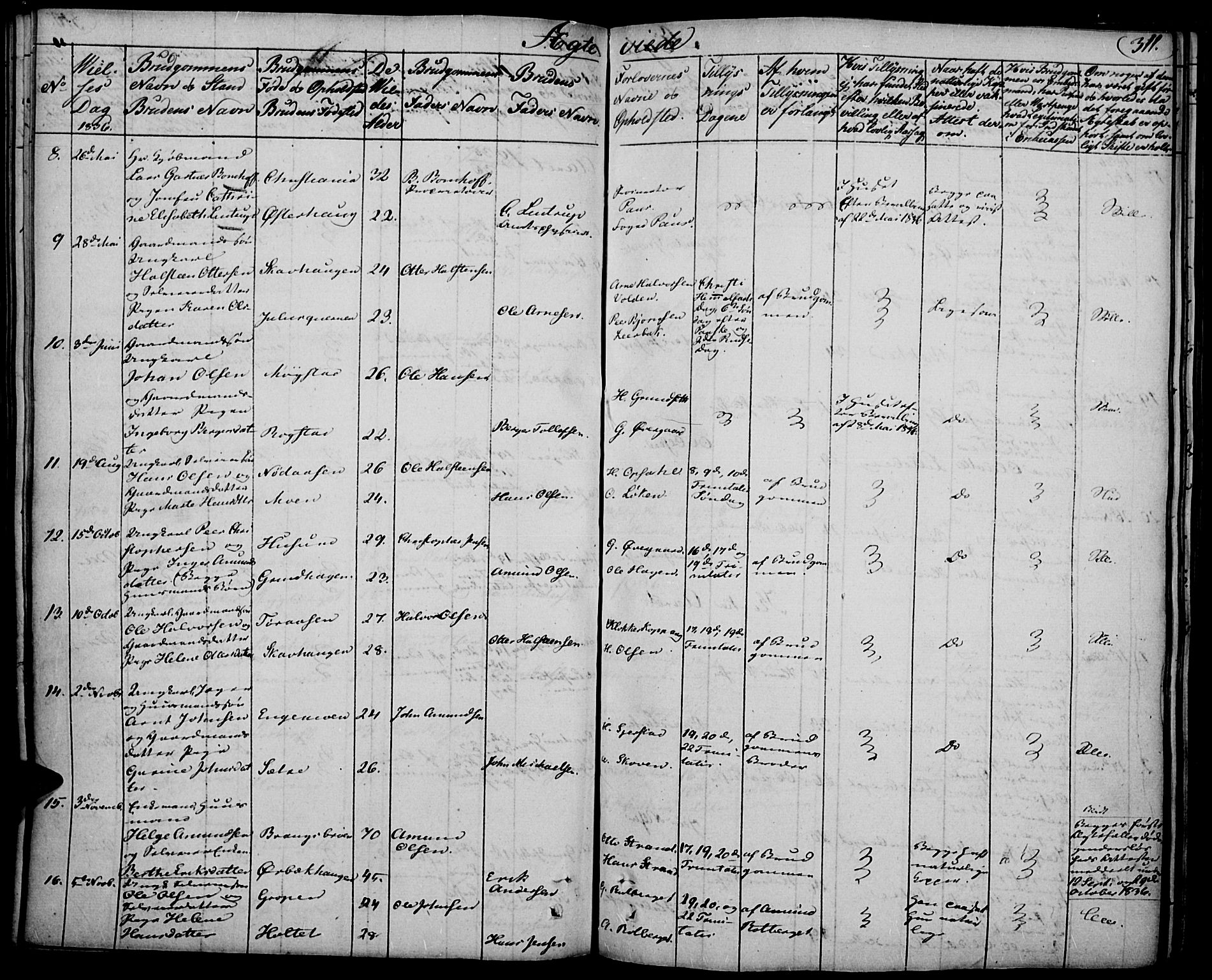 Elverum prestekontor, SAH/PREST-044/H/Ha/Haa/L0008: Parish register (official) no. 8, 1830-1842, p. 311