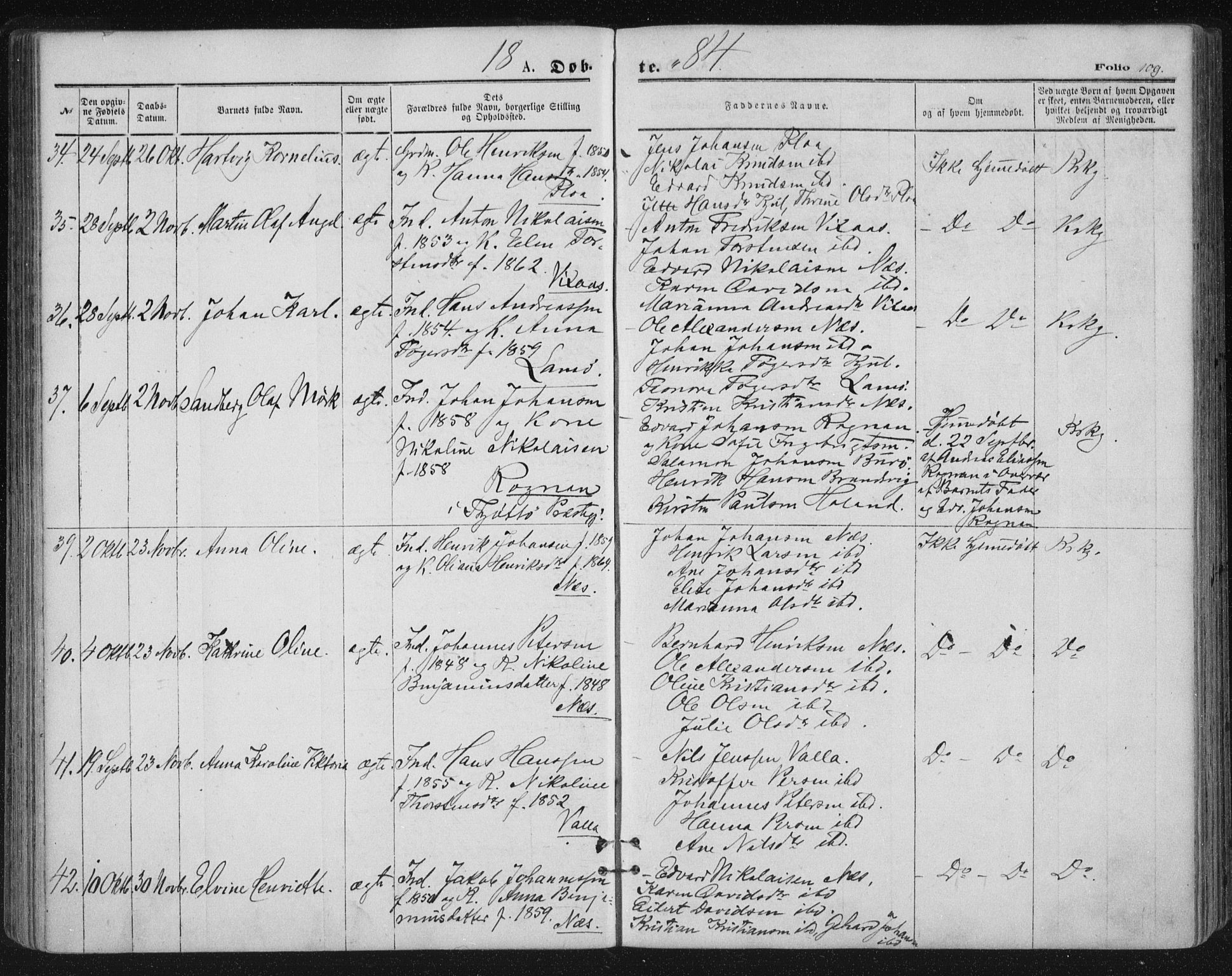 Ministerialprotokoller, klokkerbøker og fødselsregistre - Nordland, AV/SAT-A-1459/816/L0241: Parish register (official) no. 816A07, 1870-1885, p. 109