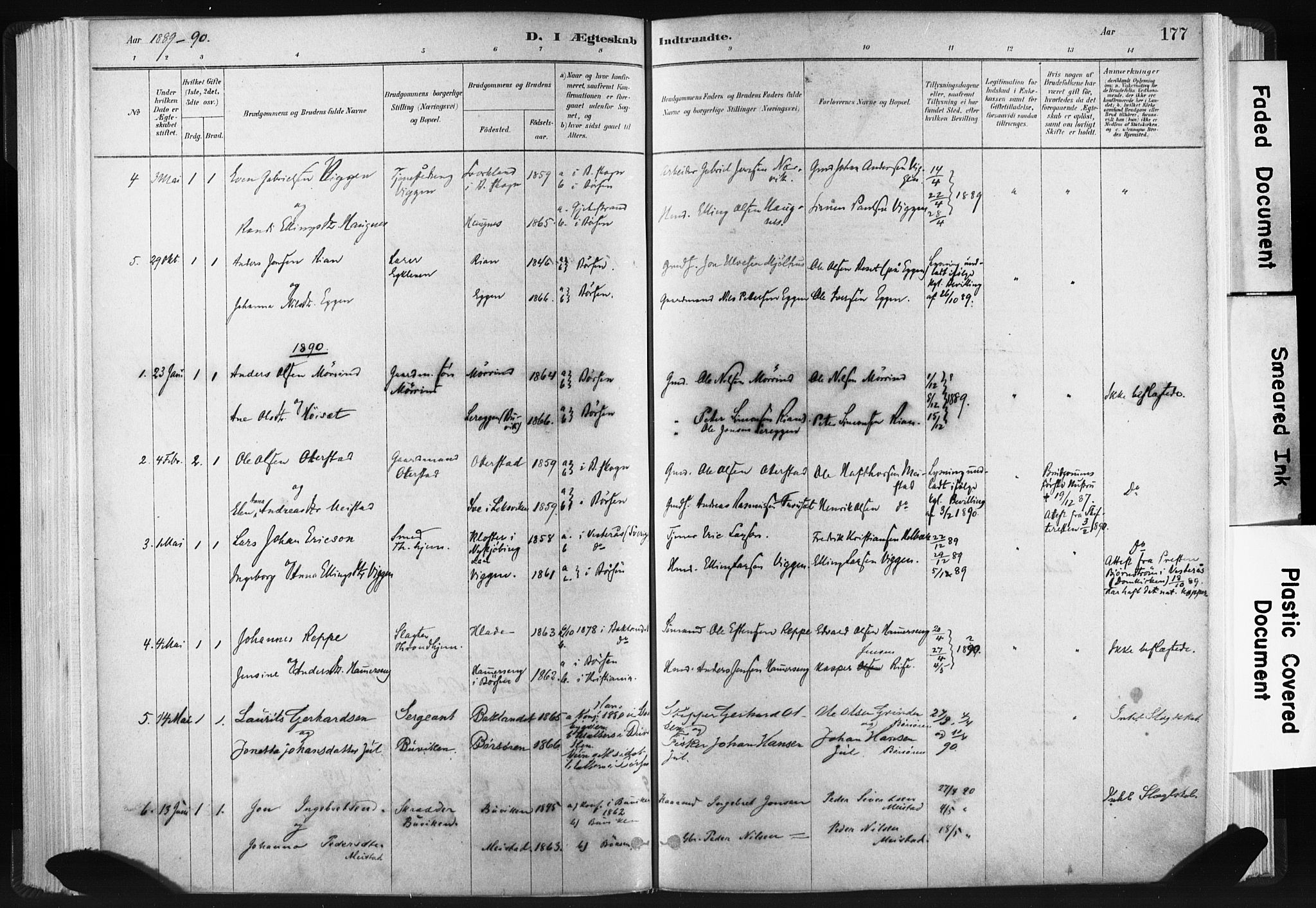 Ministerialprotokoller, klokkerbøker og fødselsregistre - Sør-Trøndelag, SAT/A-1456/665/L0773: Parish register (official) no. 665A08, 1879-1905, p. 177