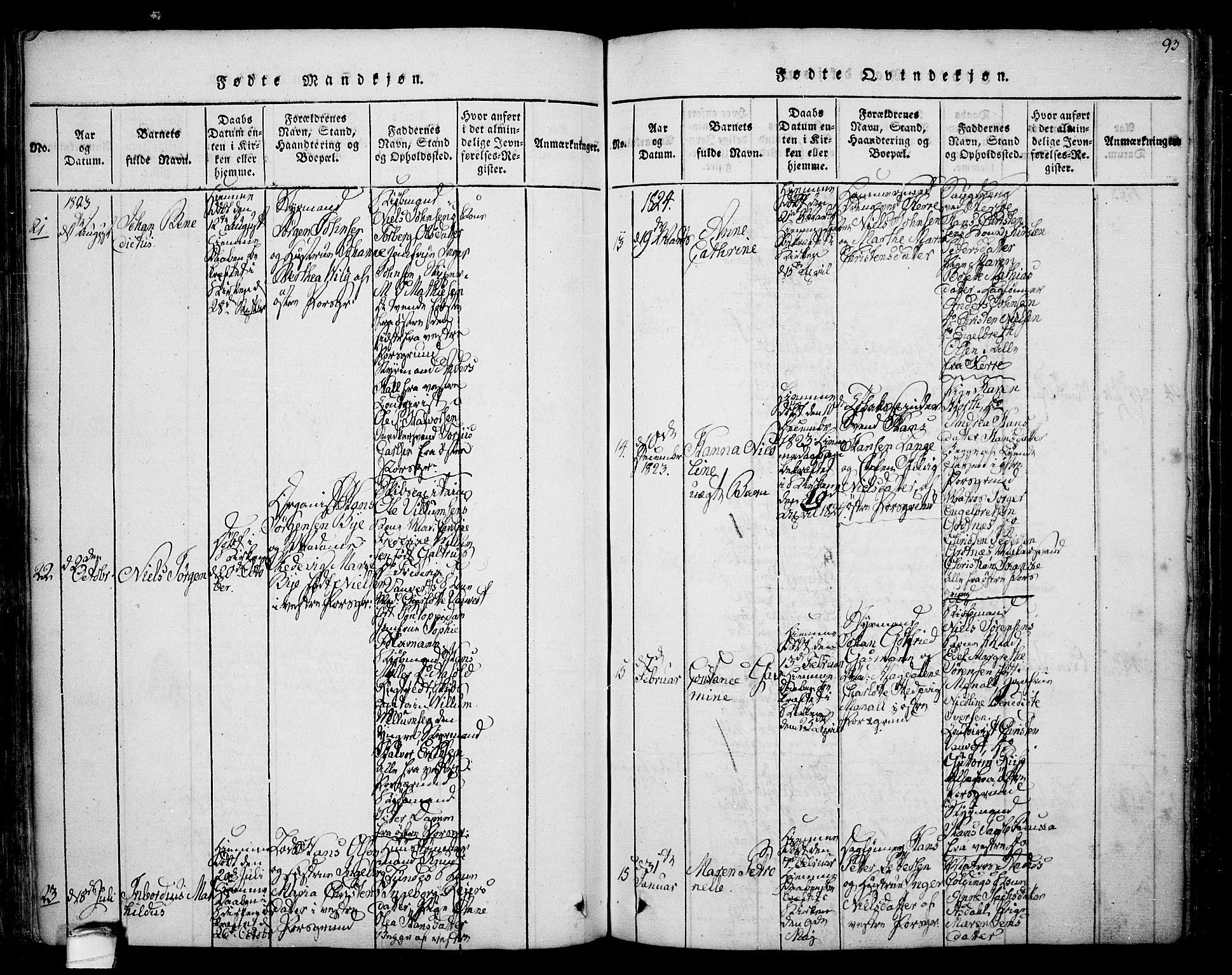 Porsgrunn kirkebøker , AV/SAKO-A-104/F/Fa/L0004: Parish register (official) no. 4, 1814-1828, p. 93