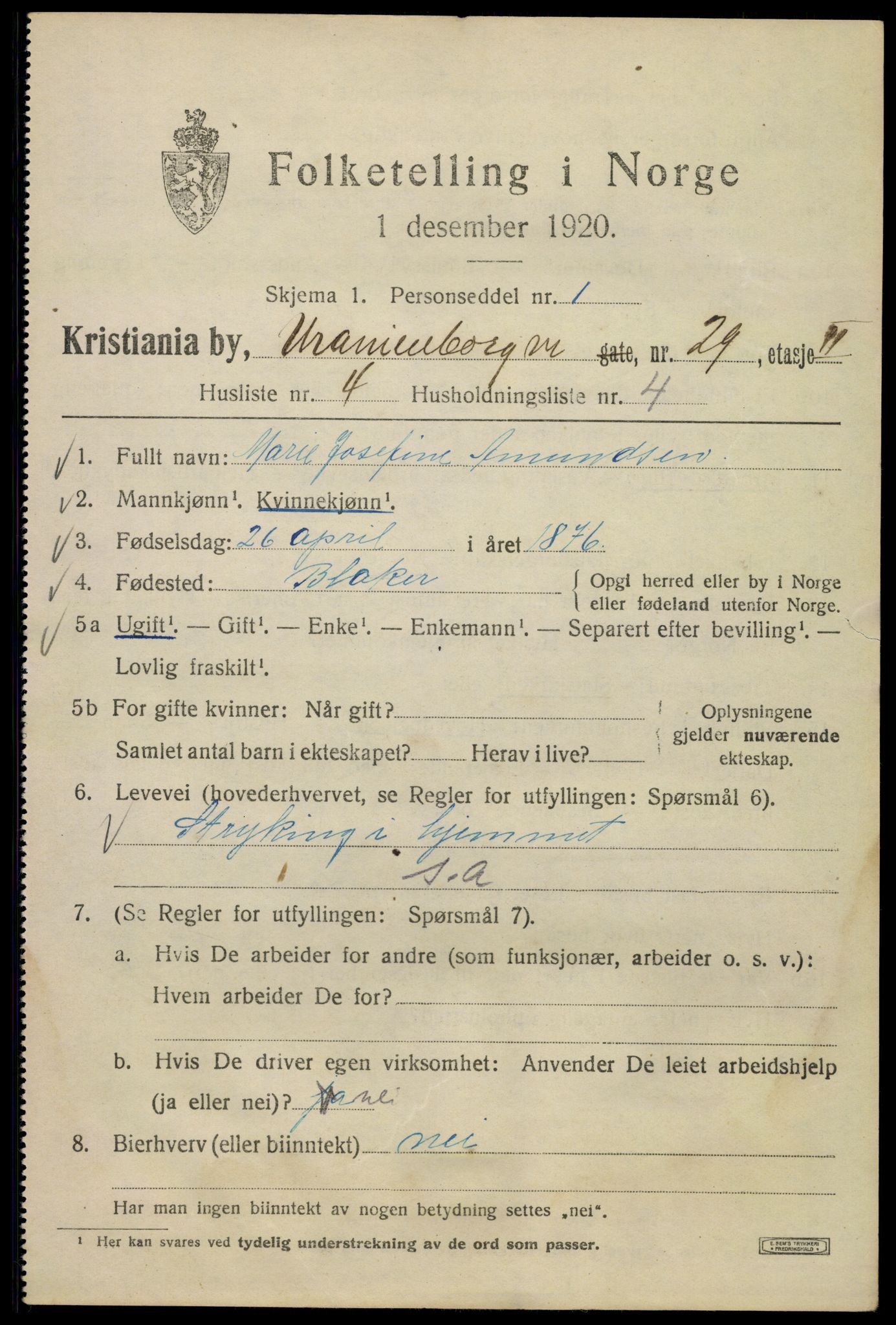 SAO, 1920 census for Kristiania, 1920, p. 620179