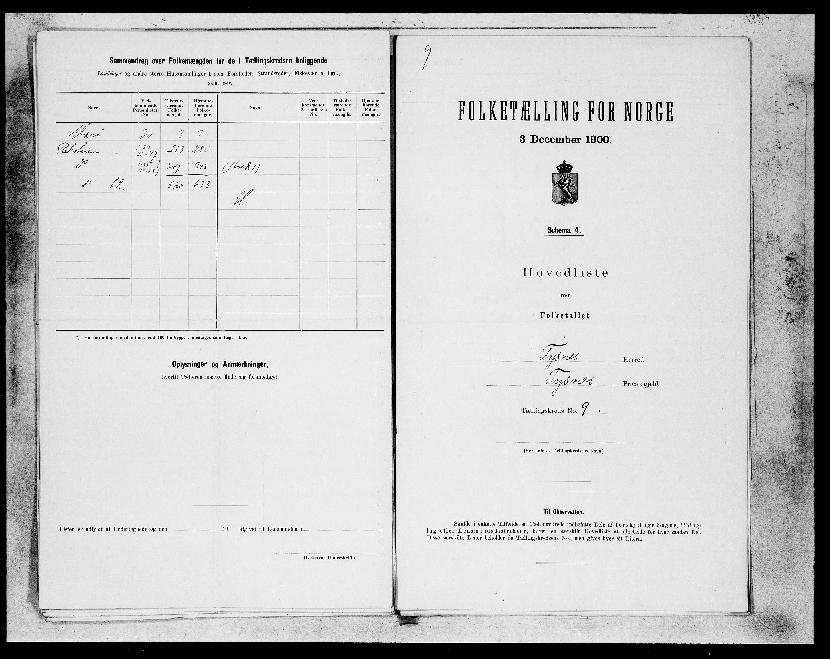 SAB, 1900 census for Tysnes, 1900, p. 19