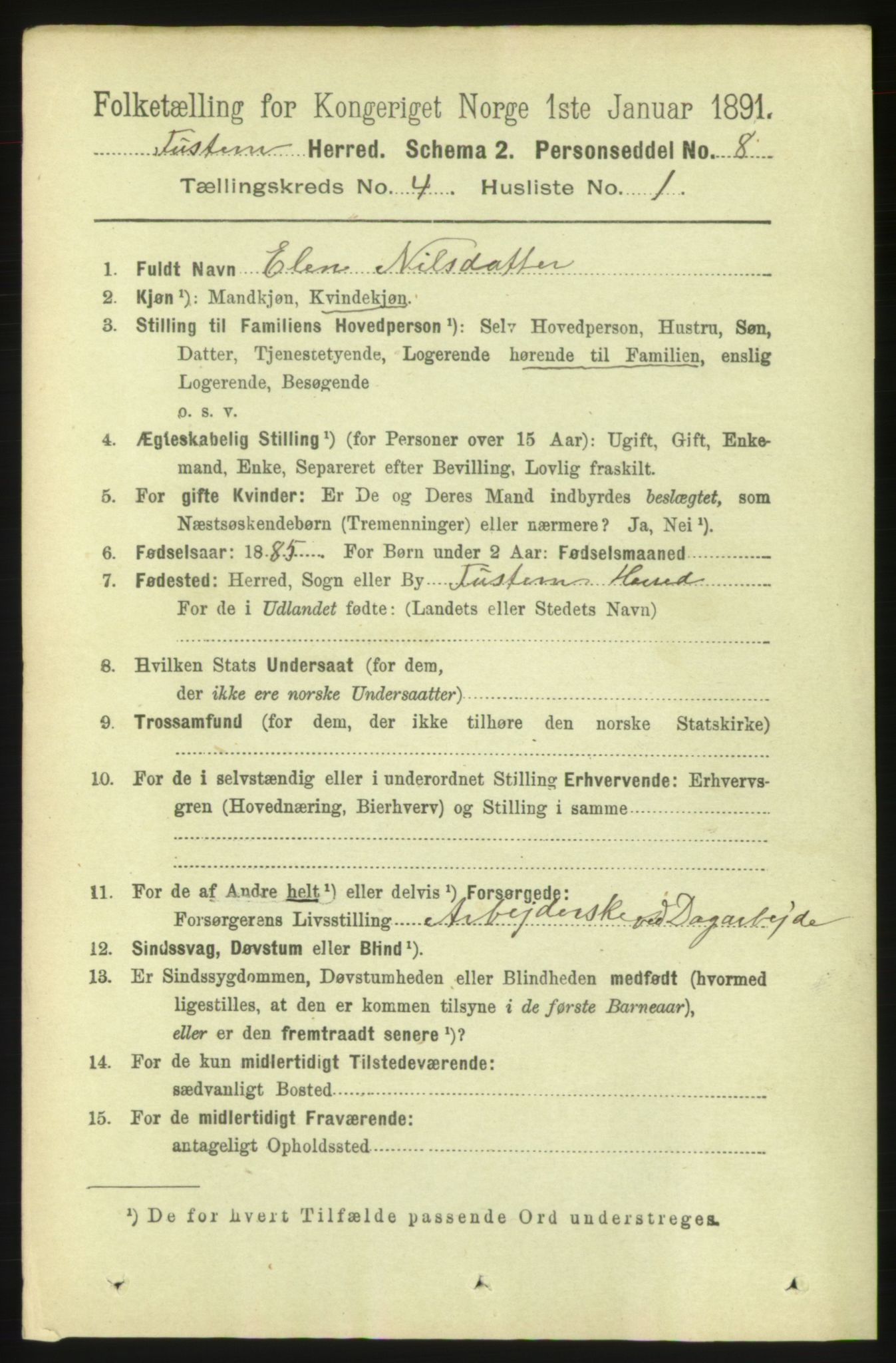 RA, 1891 census for 1572 Tustna, 1891, p. 1397