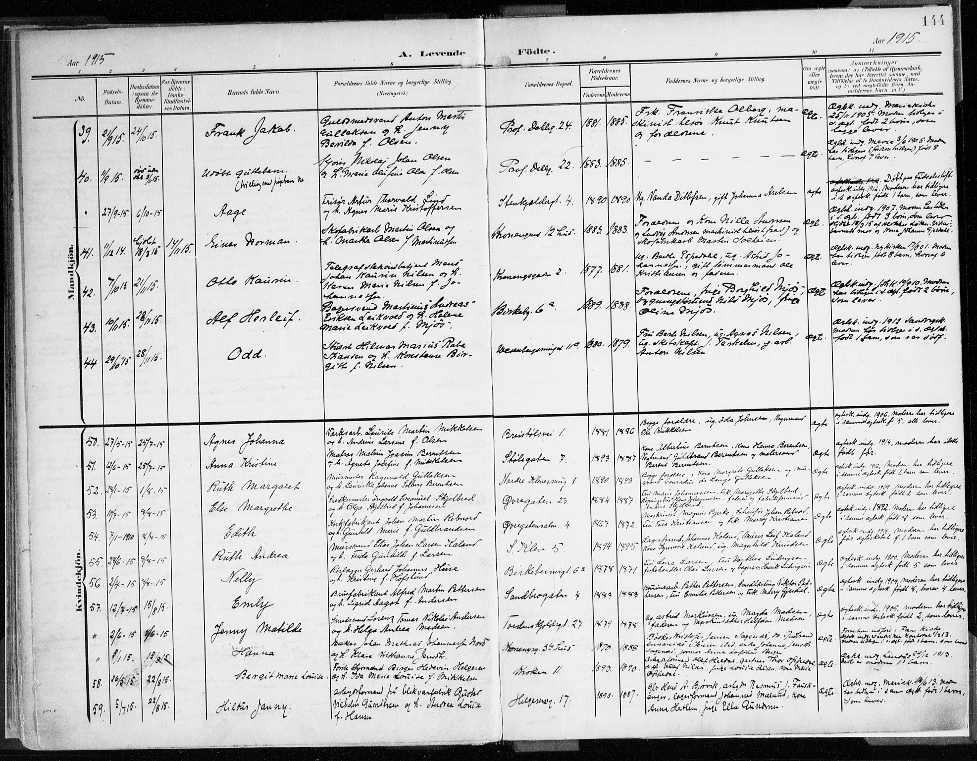 Mariakirken Sokneprestembete, AV/SAB-A-76901/H/Haa/L0010: Parish register (official) no. B 1, 1901-1915, p. 144