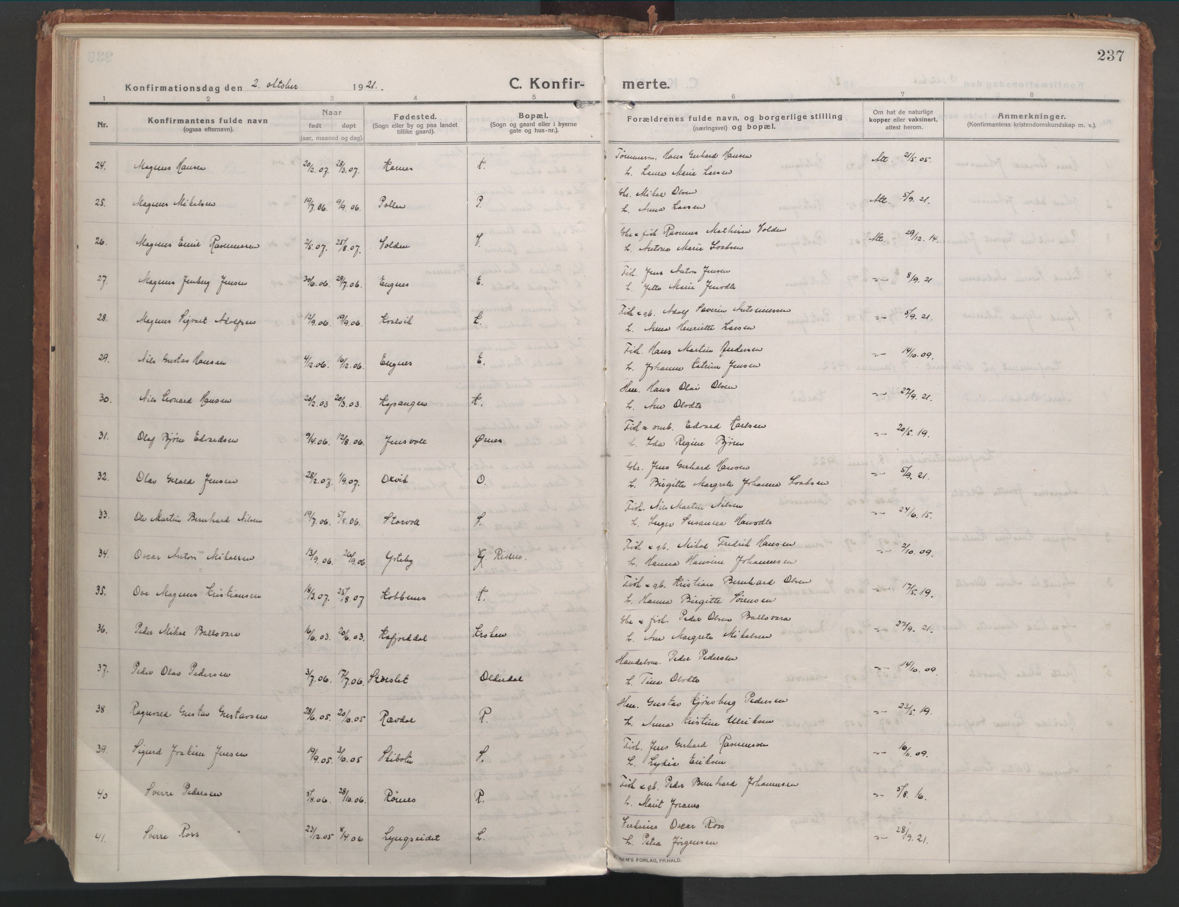 Lyngen sokneprestembete, AV/SATØ-S-1289/H/He/Hea/L0012kirke: Parish register (official) no. 12, 1914-1923, p. 237