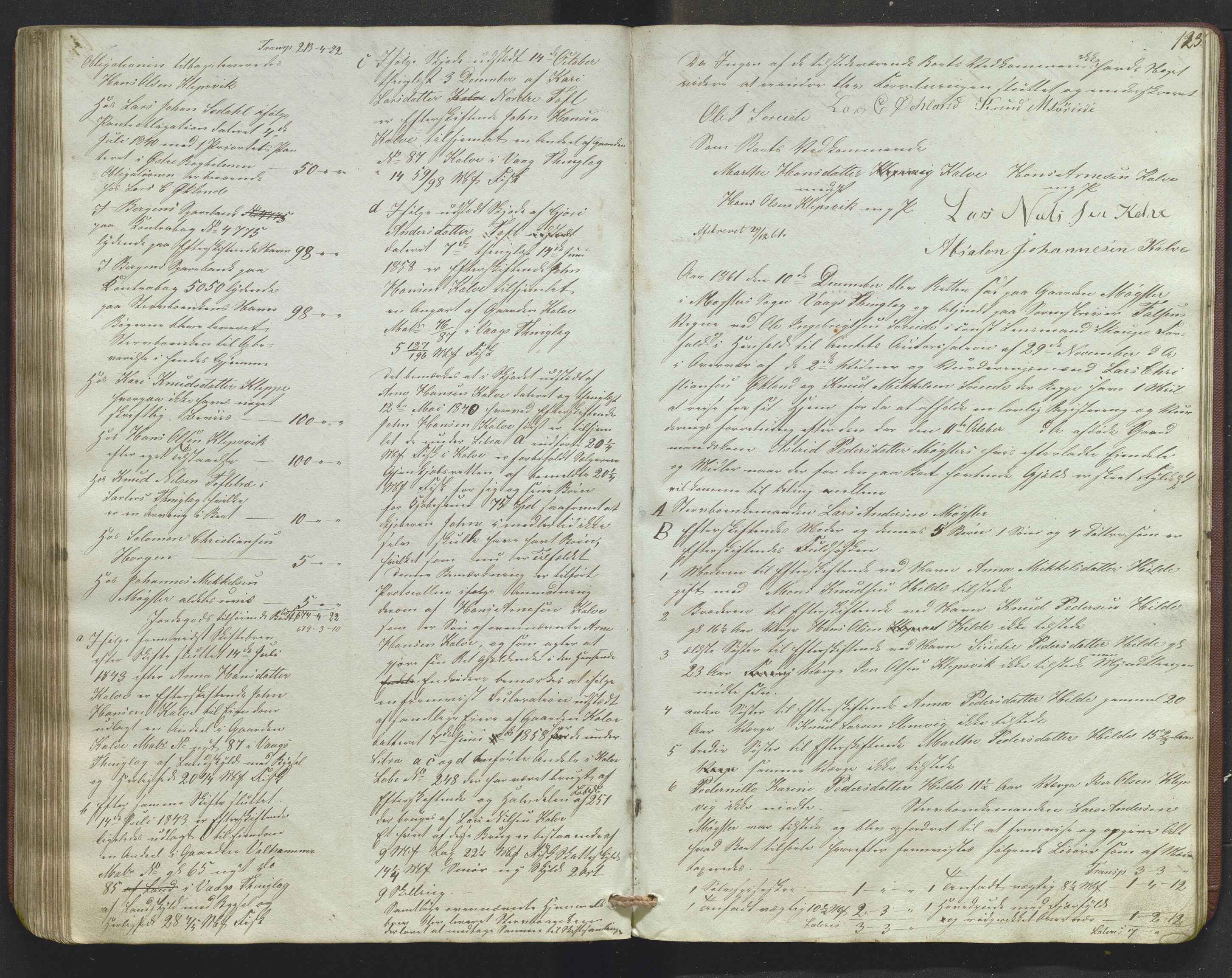 Lensmannen i Sund og Austevoll, AV/SAB-A-35201/0006/L0009: Registreringsprotokoll, 1848-1863, p. 122b-123a