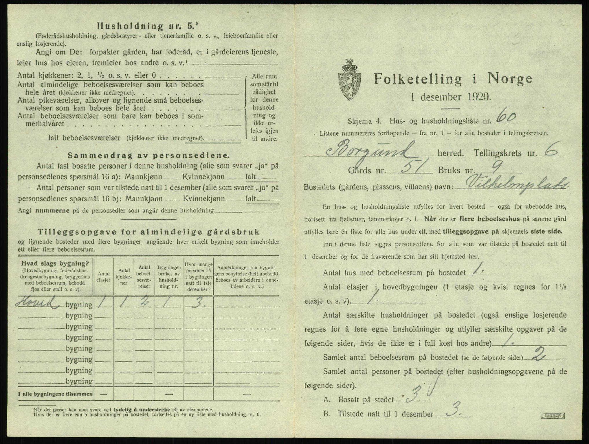 SAT, 1920 census for Borgund, 1920, p. 672