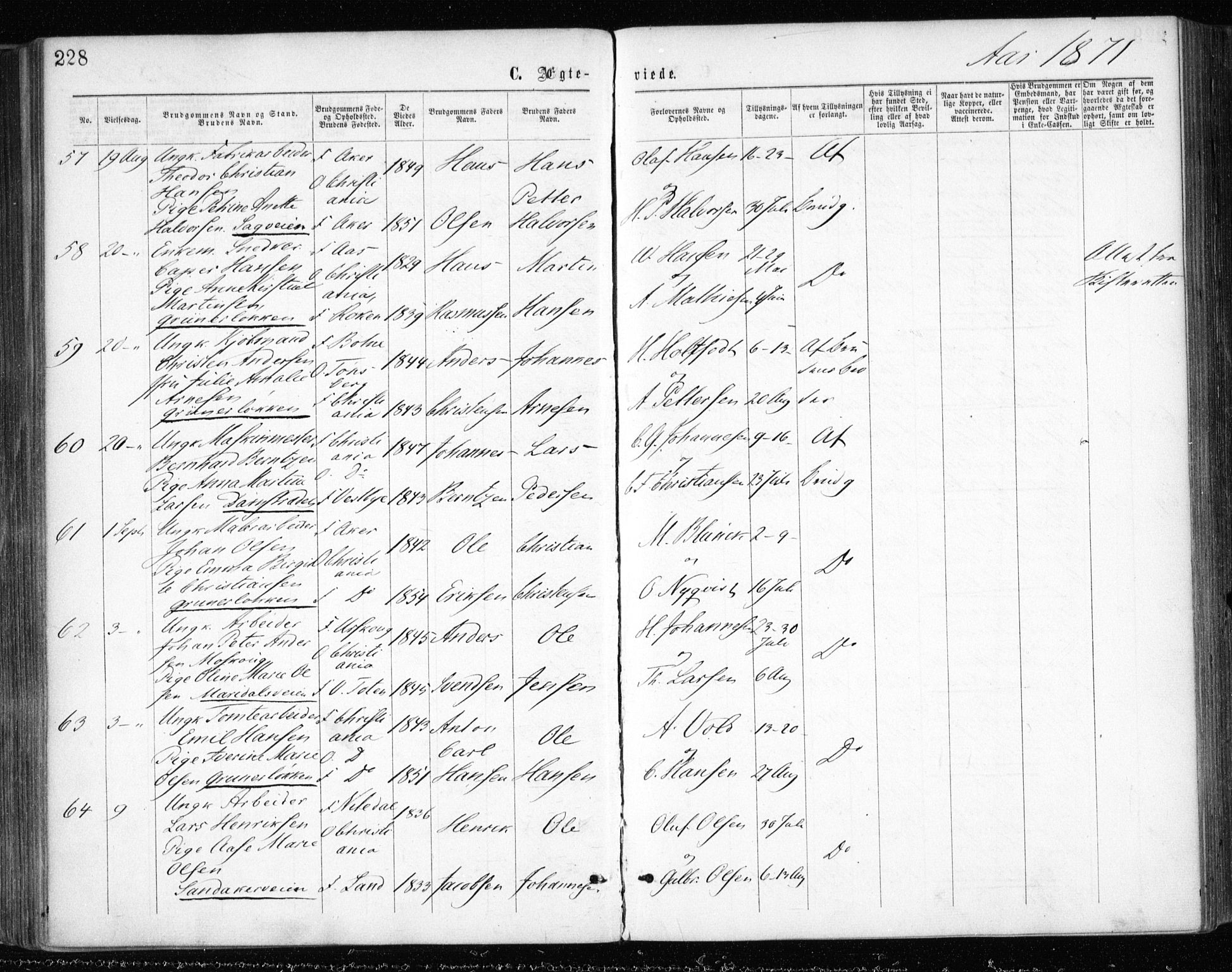 Gamle Aker prestekontor Kirkebøker, AV/SAO-A-10617a/F/L0003: Parish register (official) no. 3, 1865-1873, p. 228