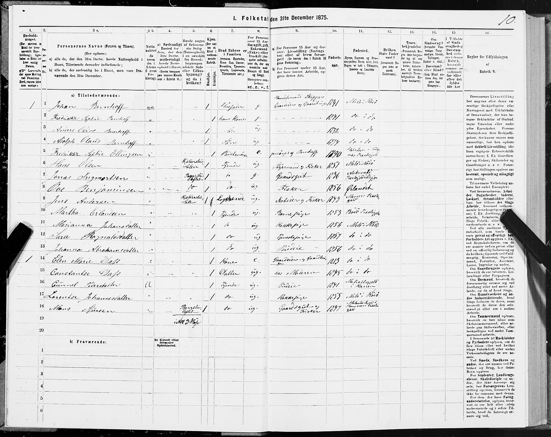 SAT, 1875 census for 1836P Rødøy, 1875, p. 4010