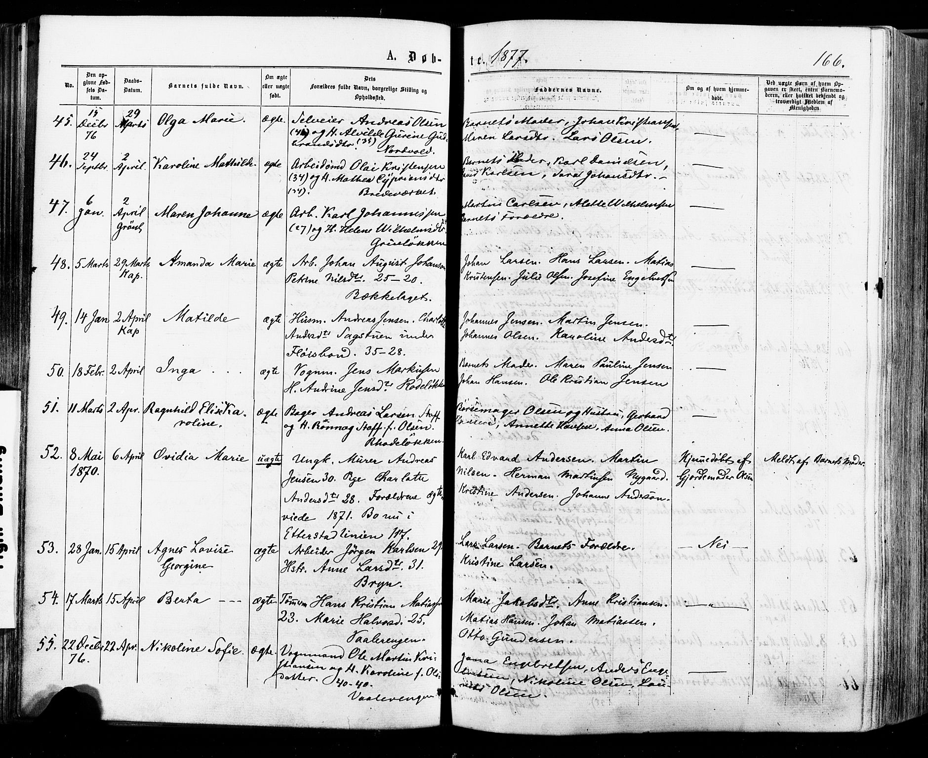 Østre Aker prestekontor Kirkebøker, AV/SAO-A-10840/F/Fa/L0004: Parish register (official) no. I 4, 1876-1889, p. 166