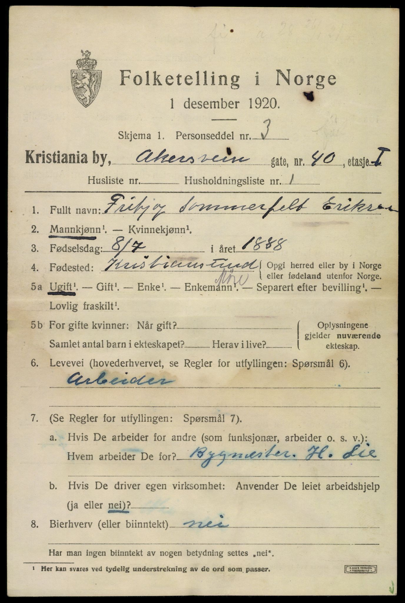 SAO, 1920 census for Kristiania, 1920, p. 140889