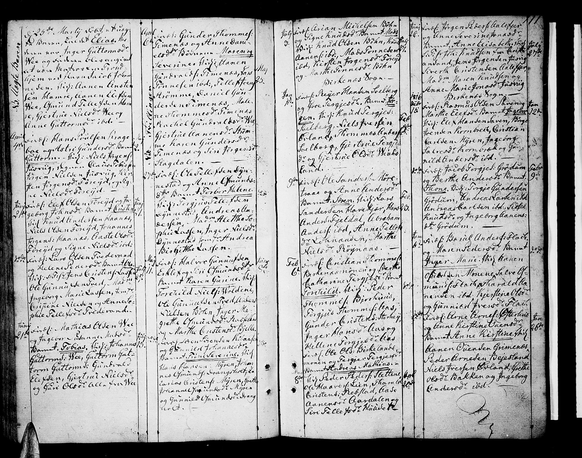 Tveit sokneprestkontor, SAK/1111-0043/F/Fa/L0001: Parish register (official) no. A 1, 1794-1819, p. 111