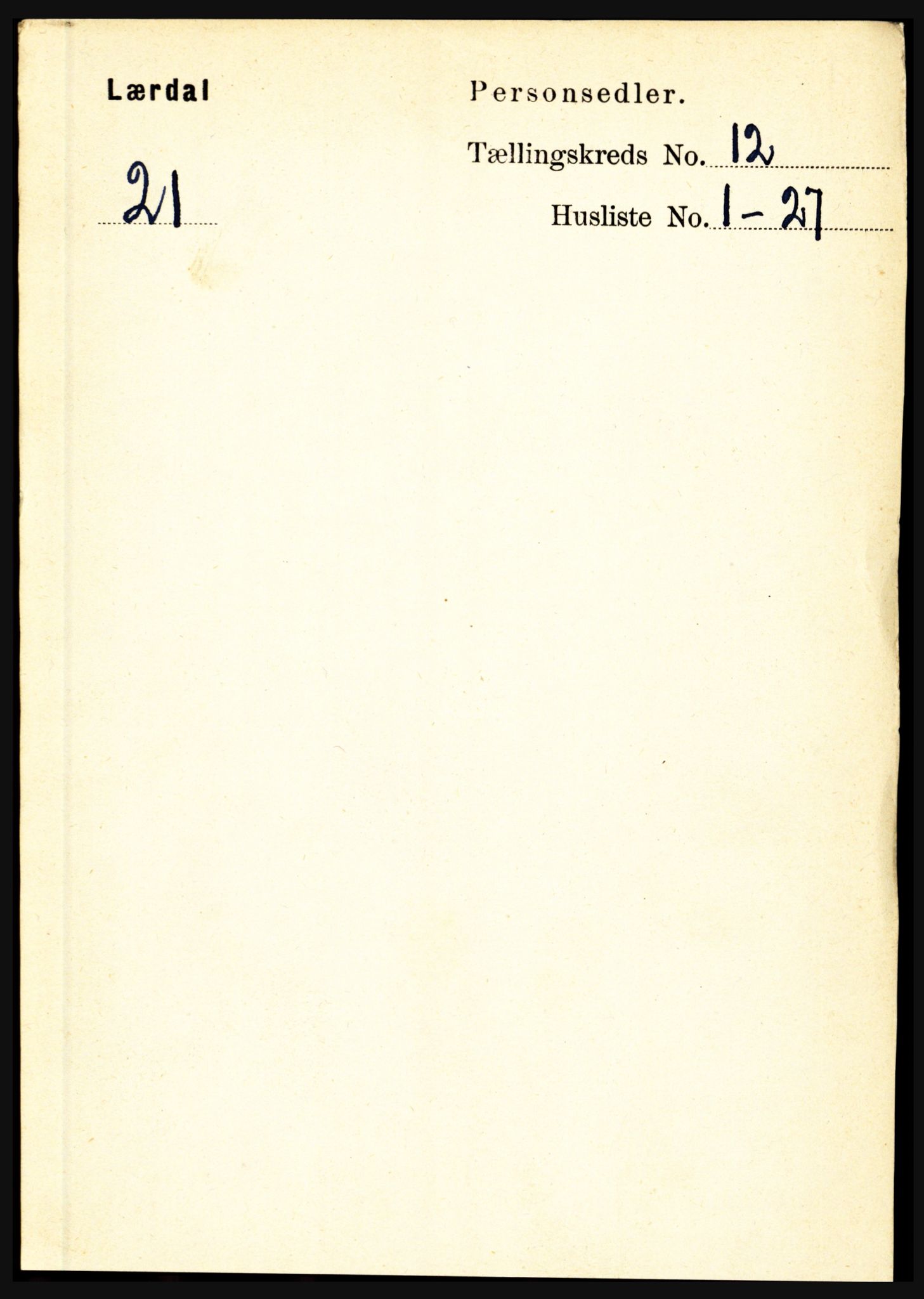 RA, 1891 census for 1422 Lærdal, 1891, p. 2547