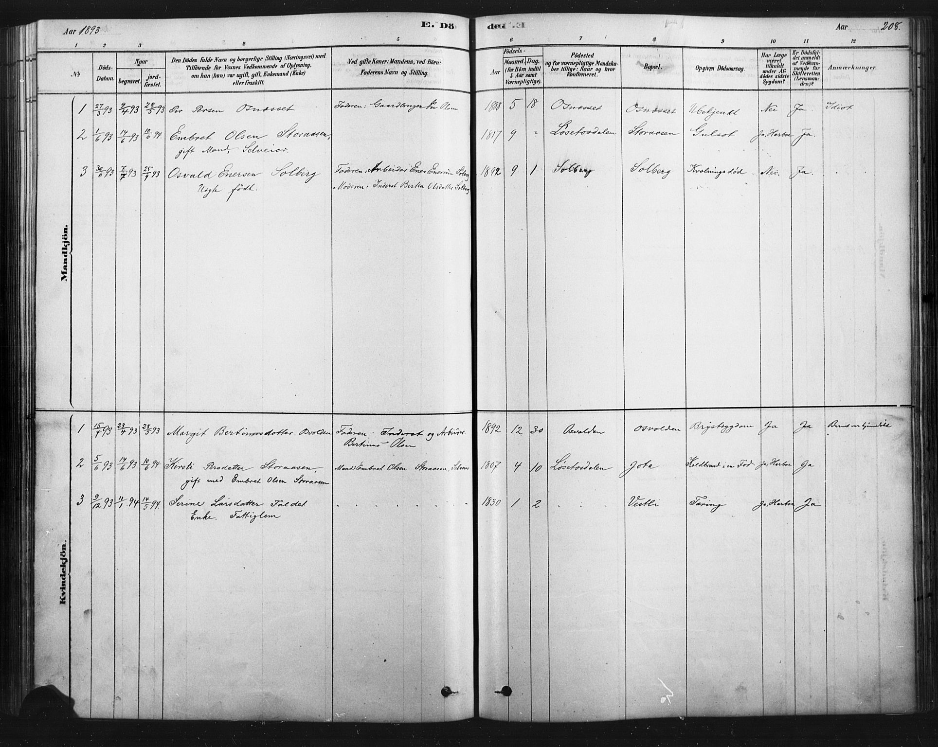 Åmot prestekontor, Hedmark, AV/SAH-PREST-056/H/Ha/Haa/L0012: Parish register (official) no. 12, 1878-1901, p. 208