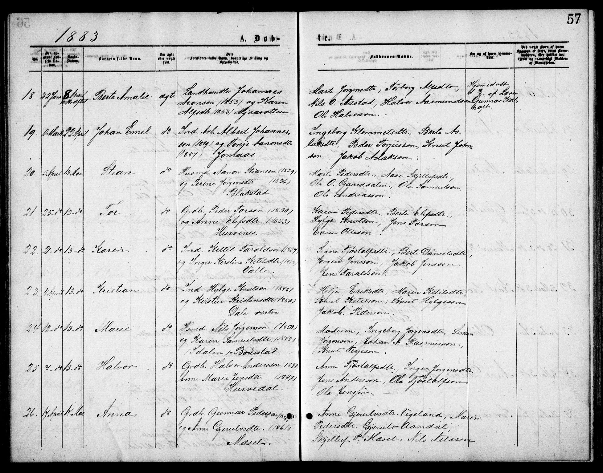 Froland sokneprestkontor, AV/SAK-1111-0013/F/Fb/L0009: Parish register (copy) no. B 9, 1875-1893, p. 57