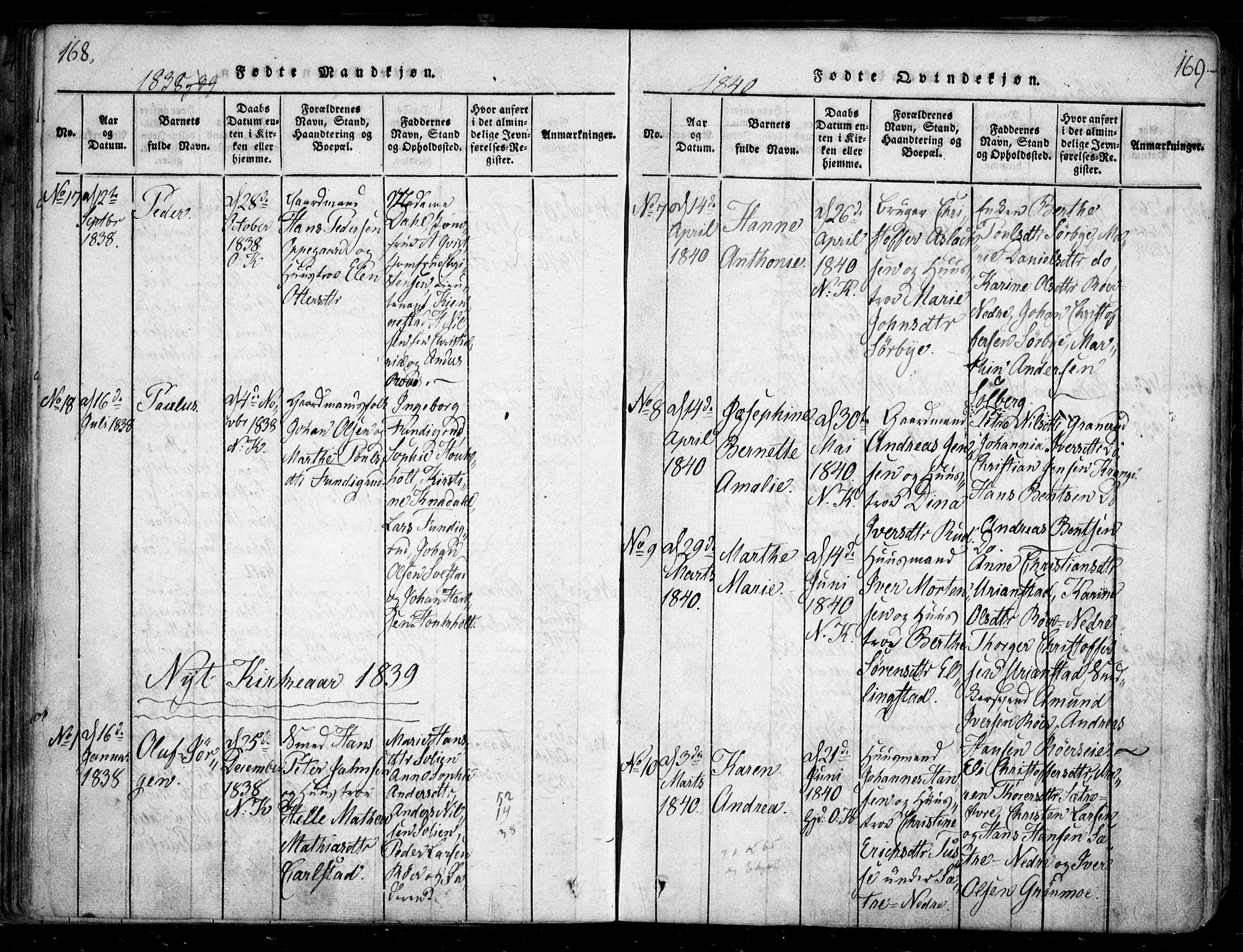 Nesodden prestekontor Kirkebøker, SAO/A-10013/F/Fa/L0006: Parish register (official) no. I 6, 1814-1847, p. 168-169