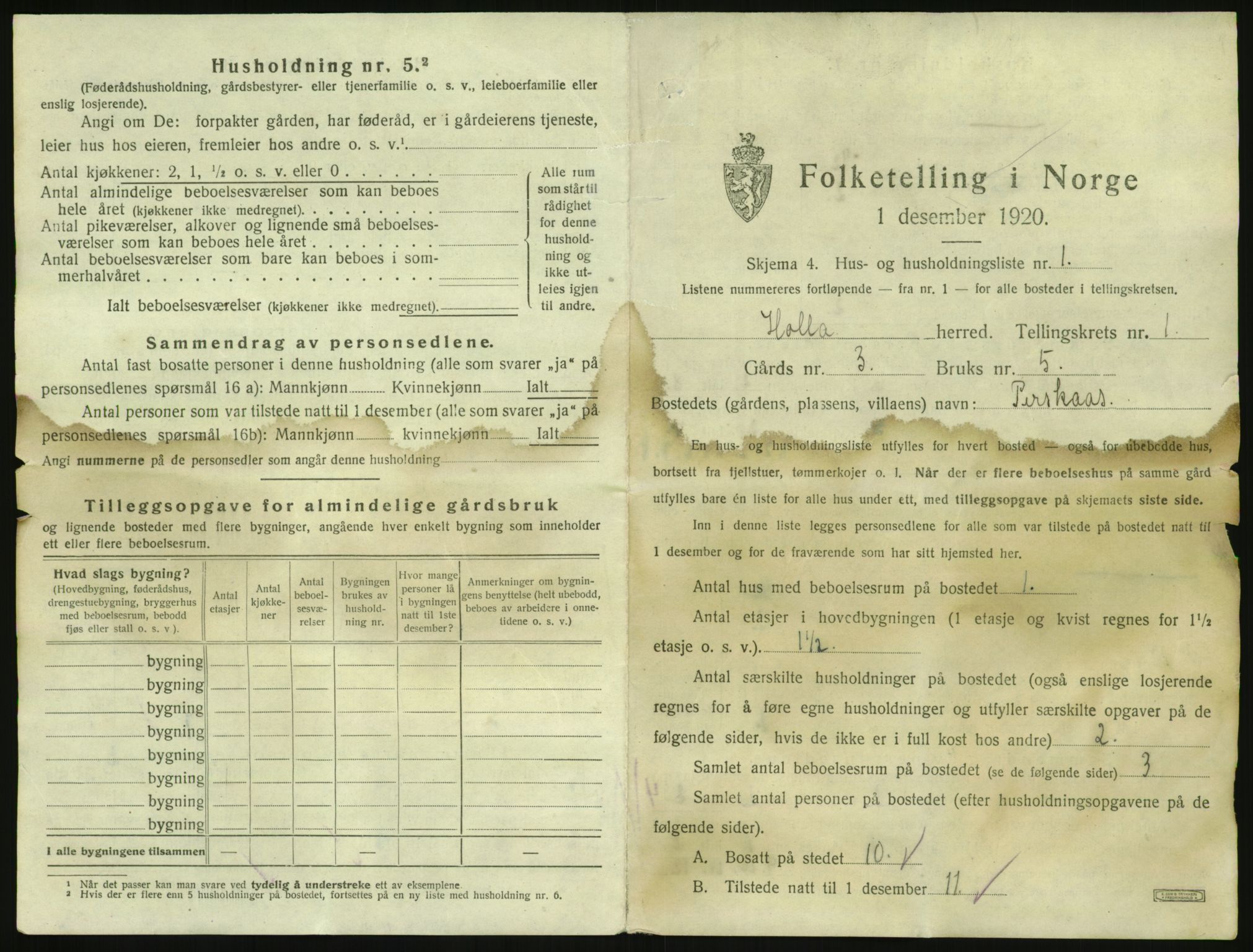 SAKO, 1920 census for Holla, 1920, p. 51