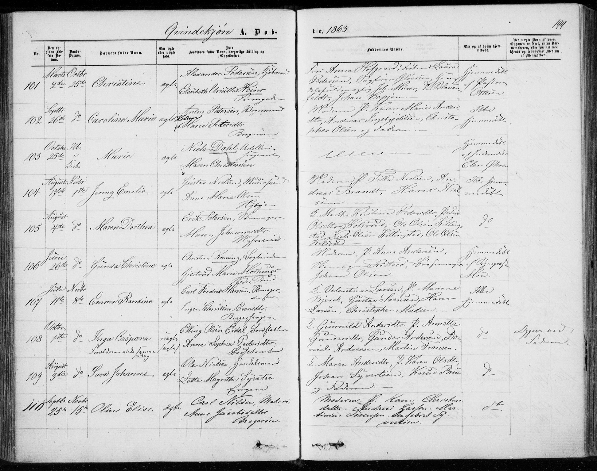 Bragernes kirkebøker, AV/SAKO-A-6/F/Fb/L0003: Parish register (official) no. II 3, 1860-1868, p. 199