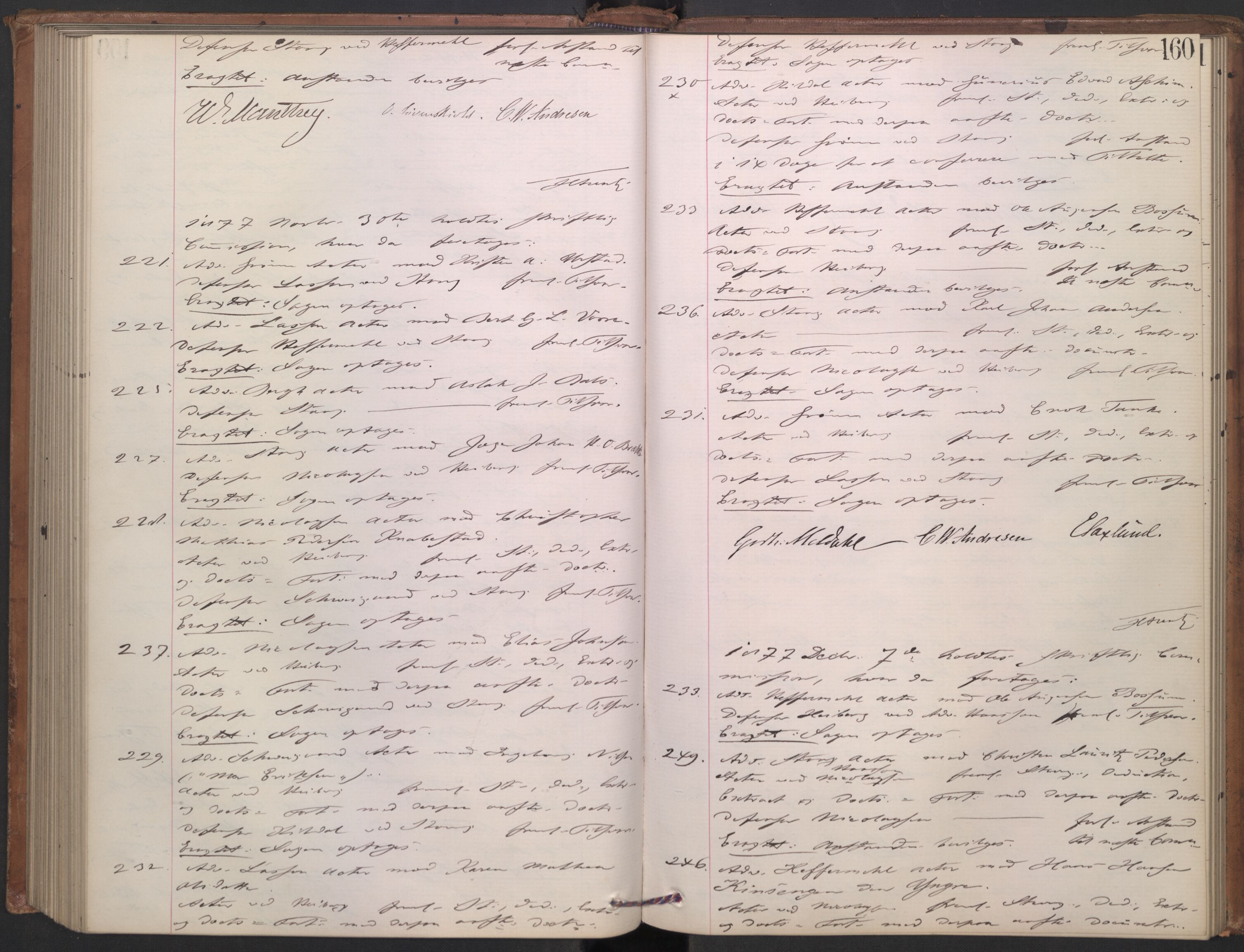 Høyesterett, AV/RA-S-1002/E/Ef/L0013: Protokoll over saker som gikk til skriftlig behandling, 1873-1879, p. 159b-160a