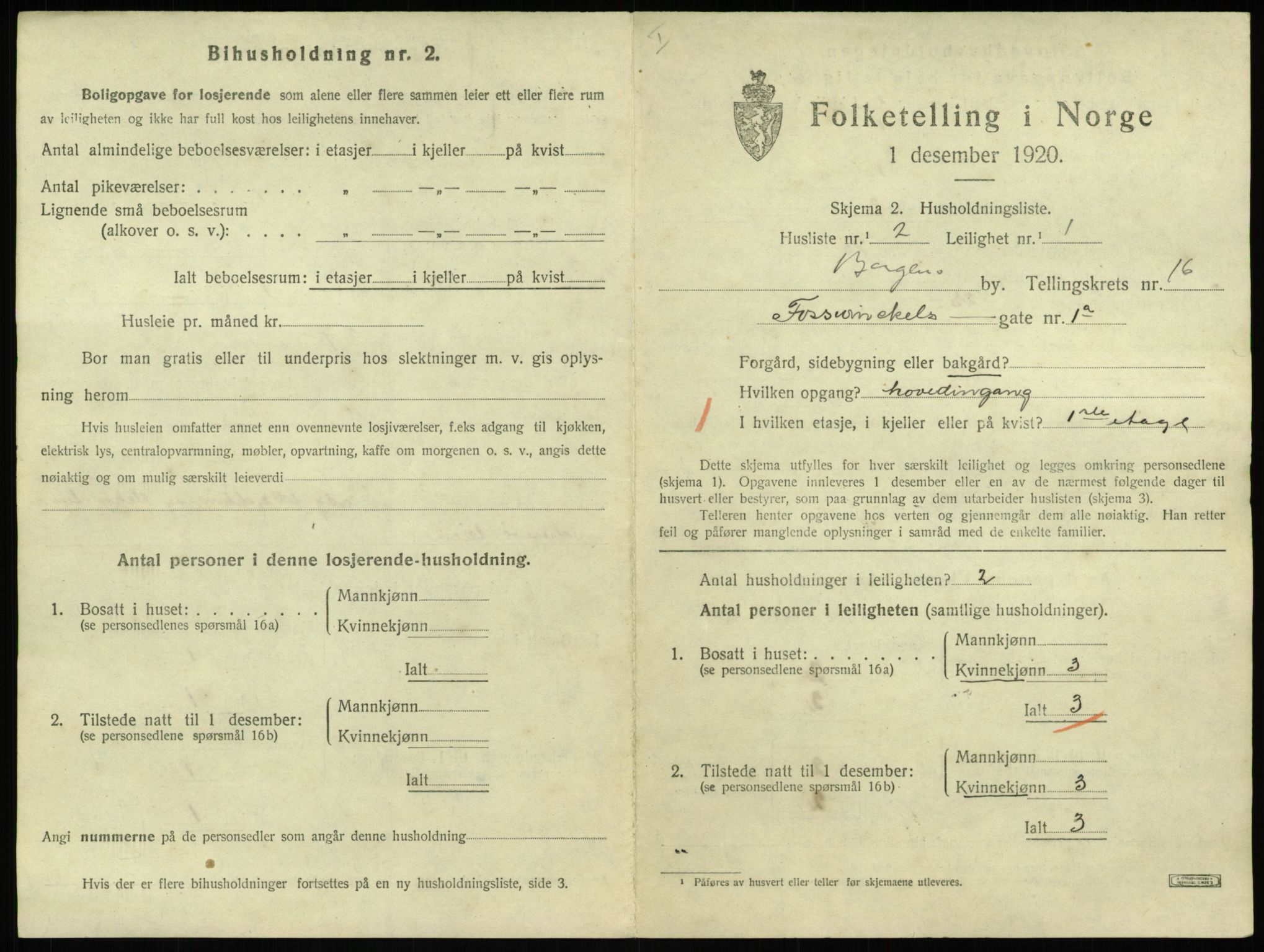 SAB, 1920 census for Bergen, 1920, p. 18984