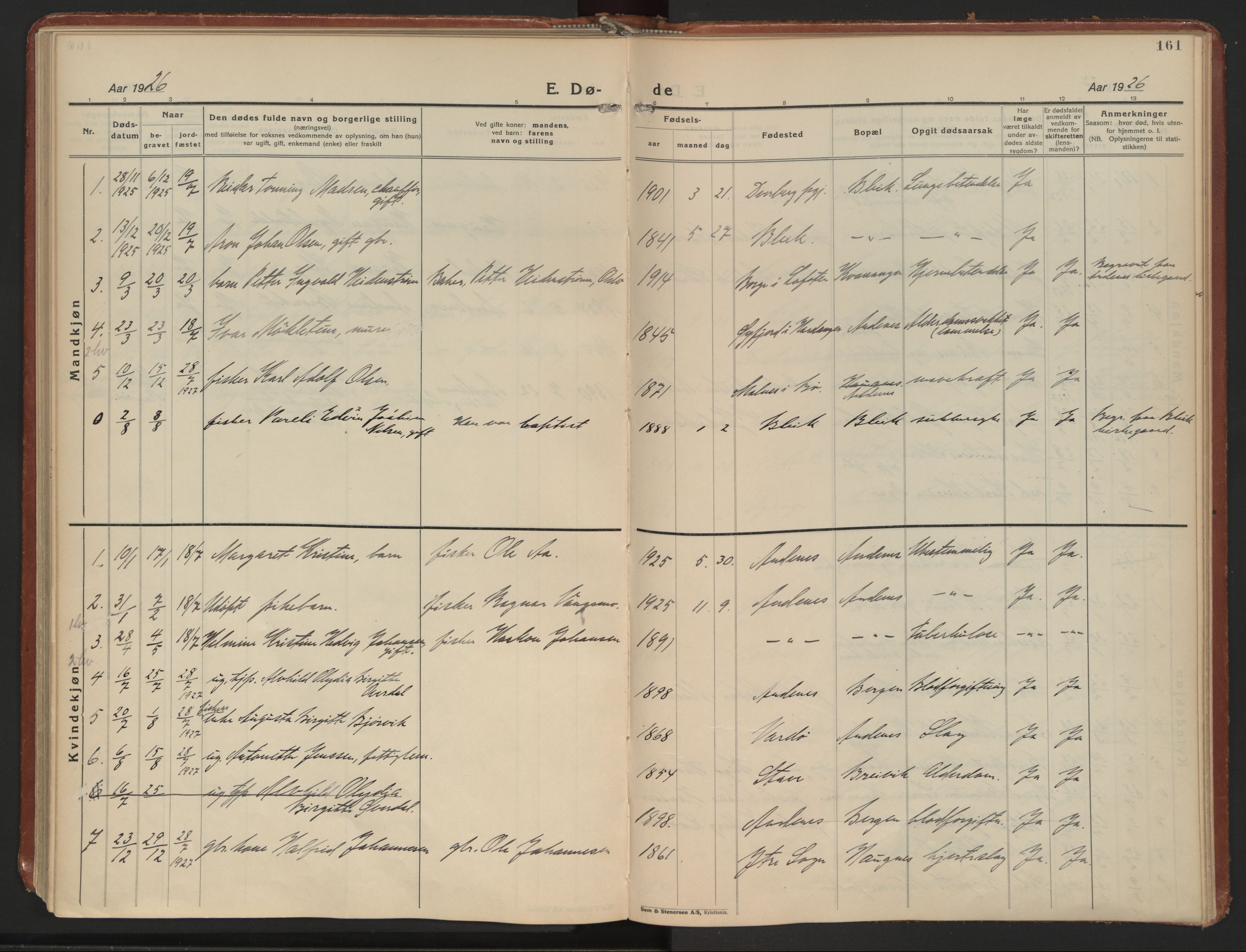 Ministerialprotokoller, klokkerbøker og fødselsregistre - Nordland, SAT/A-1459/899/L1441: Parish register (official) no. 899A09, 1923-1939, p. 161