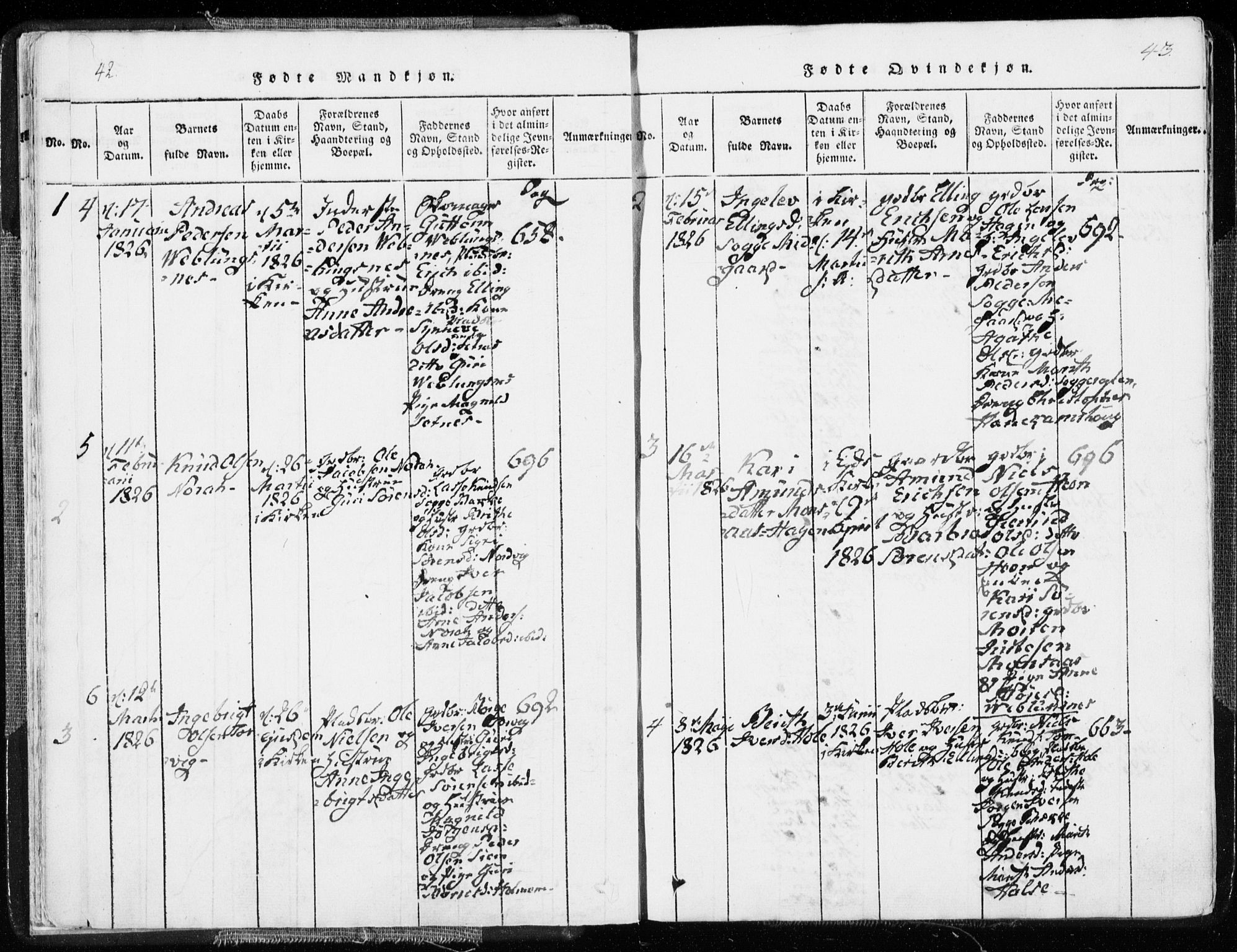 Ministerialprotokoller, klokkerbøker og fødselsregistre - Møre og Romsdal, AV/SAT-A-1454/544/L0571: Parish register (official) no. 544A04, 1818-1853, p. 42-43