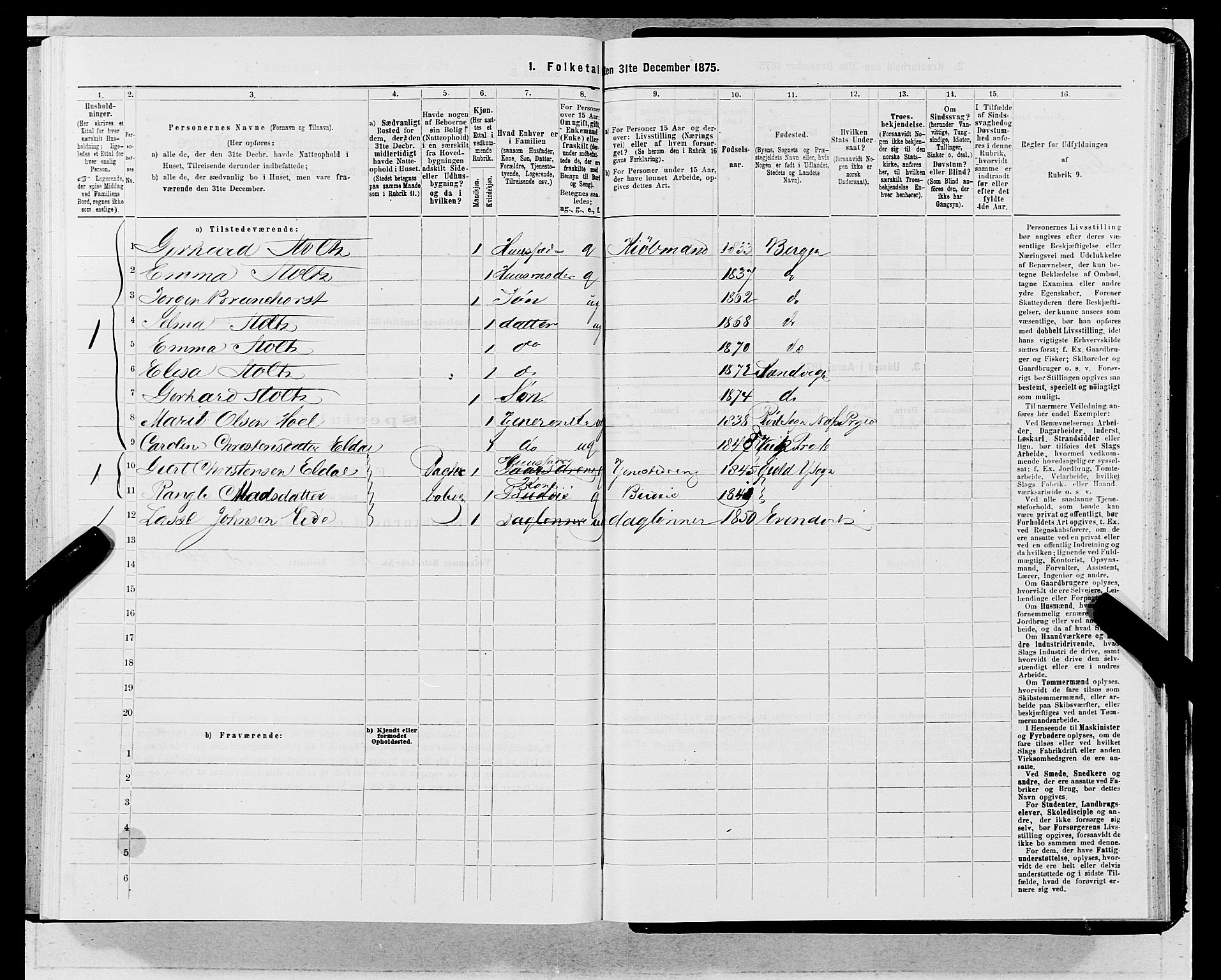 SAB, 1875 census for 1281L Bergen landdistrikt/Domkirken and Sandviken, 1875, p. 348