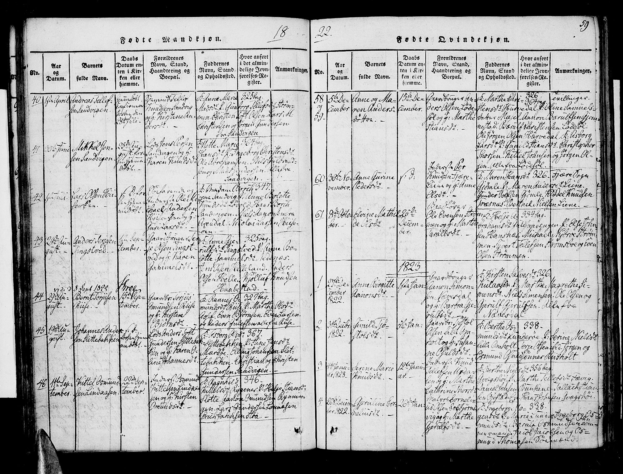 Øyestad sokneprestkontor, SAK/1111-0049/F/Fa/L0012: Parish register (official) no. A 12, 1816-1827, p. 59
