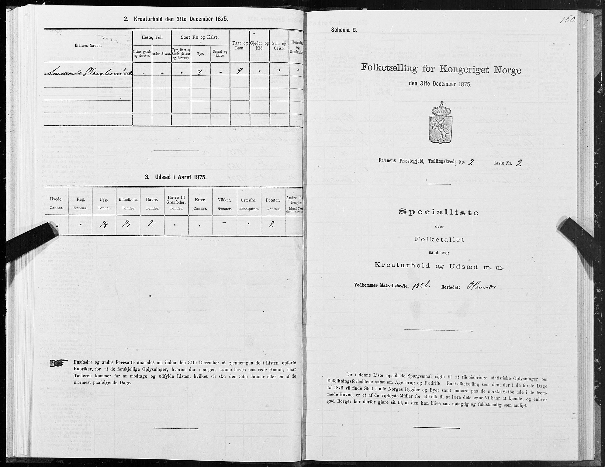 SAT, 1875 census for 1548P Fræna, 1875, p. 1150