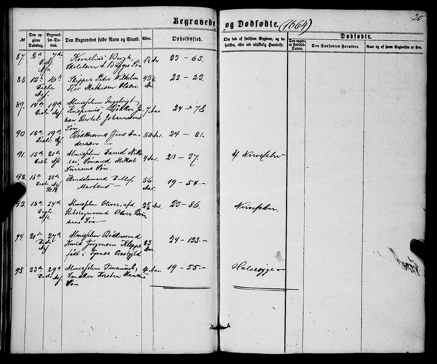 Korskirken sokneprestembete, AV/SAB-A-76101/H/Haa/L0045: Parish register (official) no. E 3, 1863-1875, p. 20